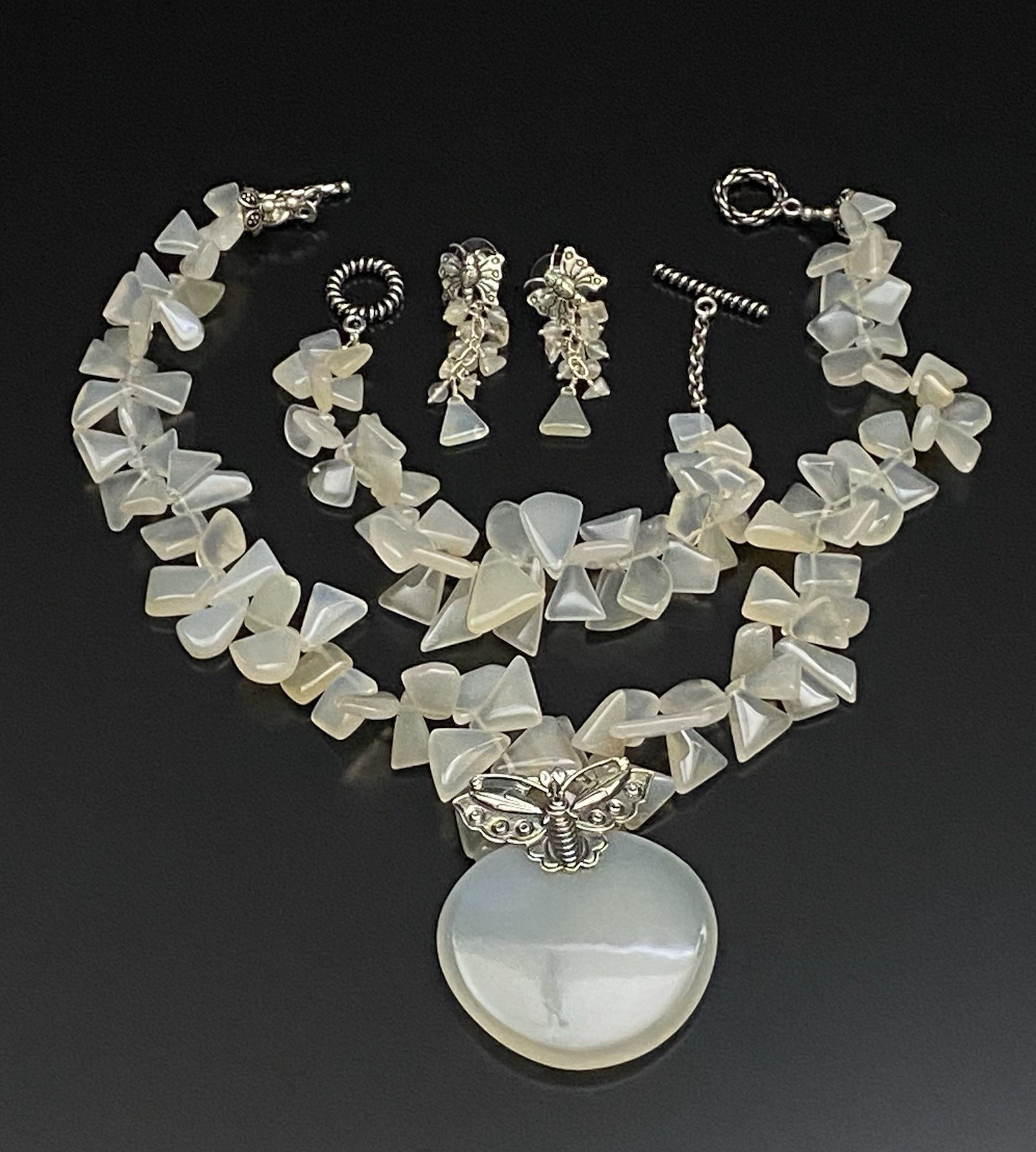 Amy Kahn Russel Signed AKA Sterling Silver Pendant Bracelet Earring Necklace Set
