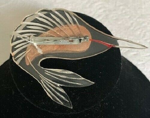 VINTAGE 1950’S LUCITE AND WOOD SWORDFISH BROOCH