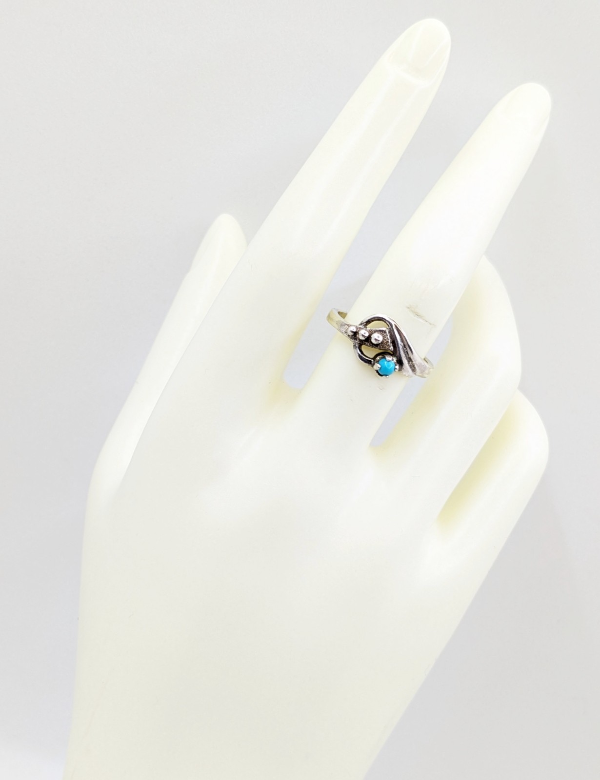 Vintage Soviet RING Silver⭐925 mark USSR with Turquoise-size: 8.5US (18.5mm) #19