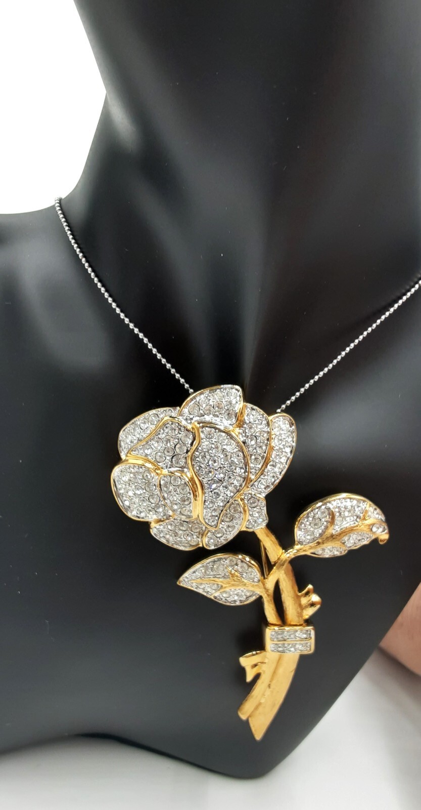 Vintage Signed Nolan Miller Stunning Rose Brooch Called the “Pavé Rose Pin”