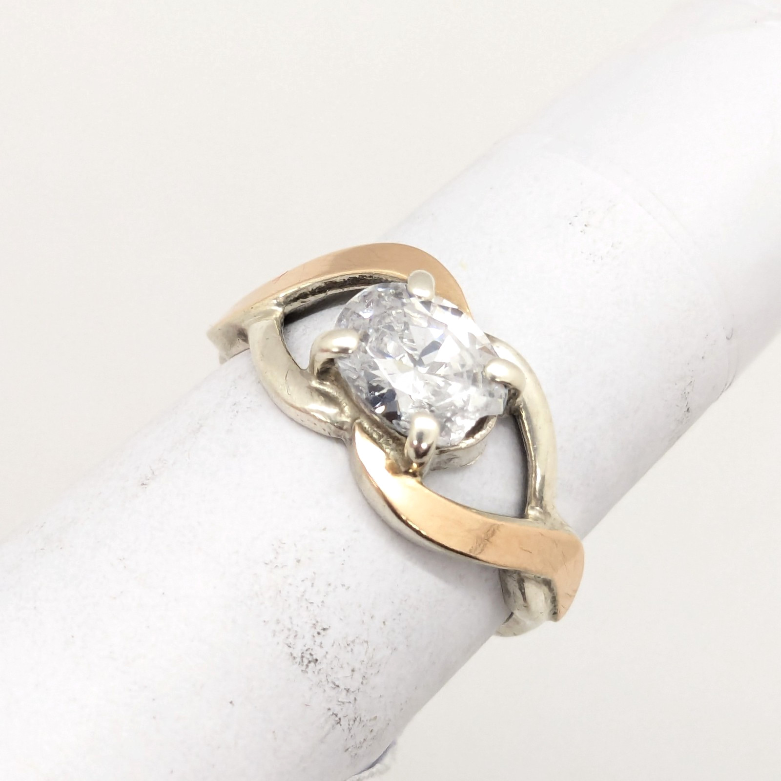 Vintage Luxury RING Silver 925 with Gold Inlay 375 -size: 7.5US (17.5mm)| UA #21