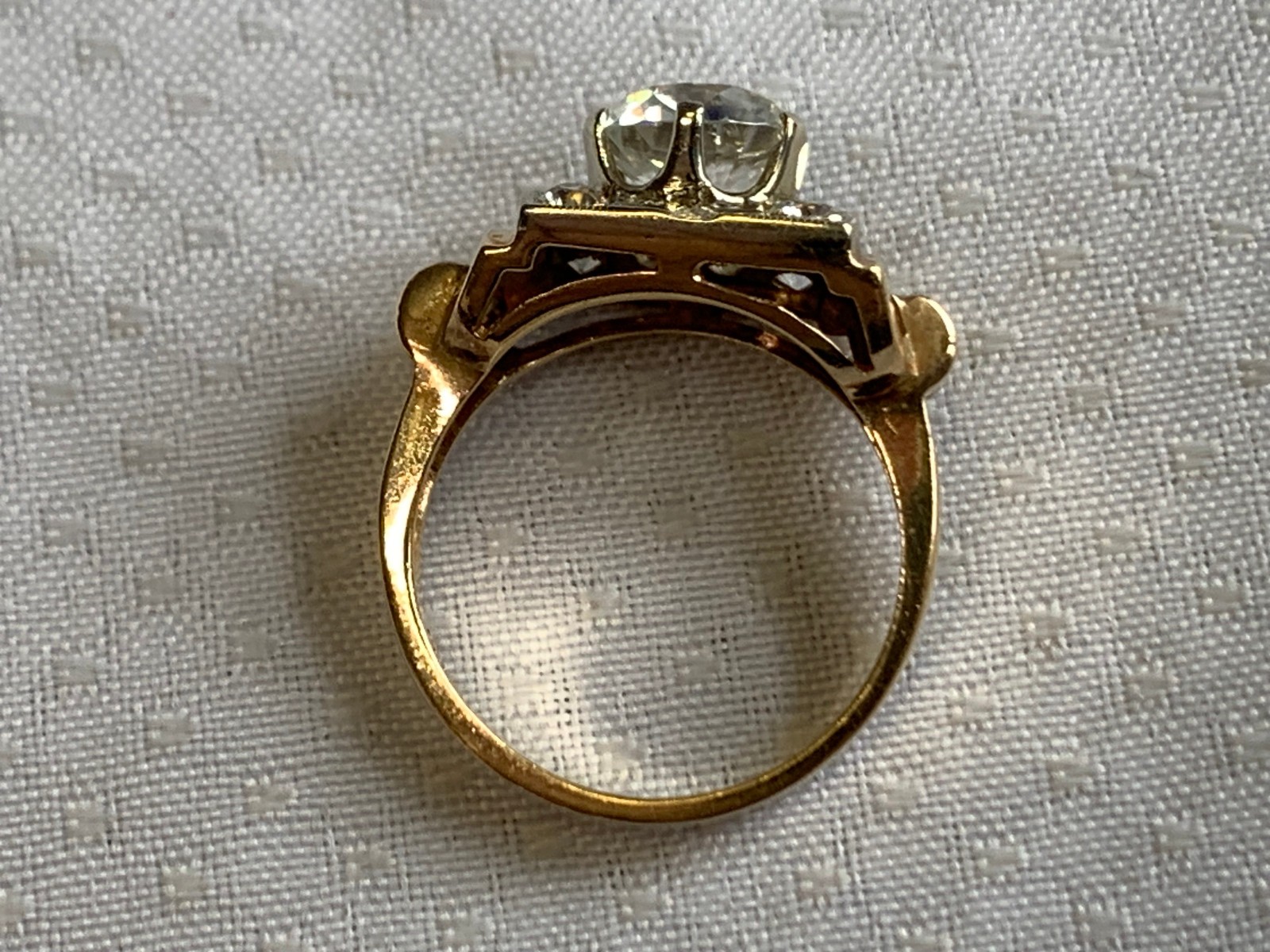 Vtg Yellow Gold Ring 4.86g Fine Jewelry Size 6 Band Clear Stones *READ*