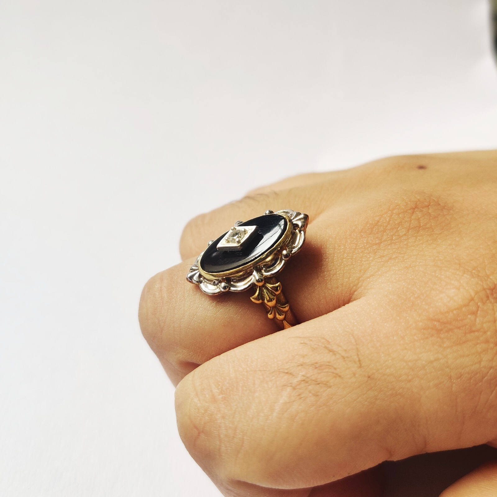 antique 925 silver vintage Victorian art deco handmade black onyx ring best gift