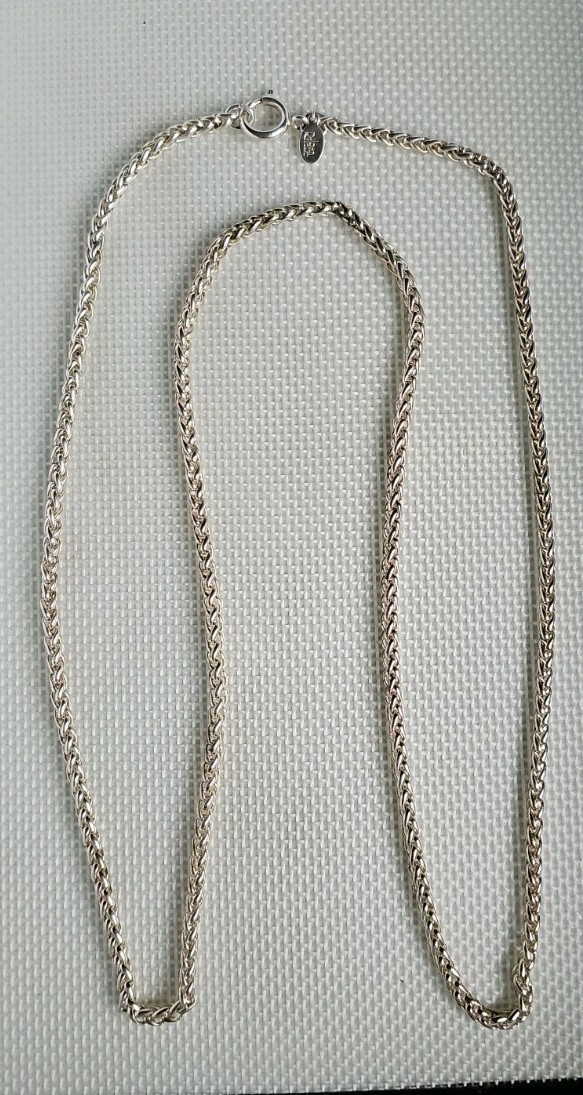 Joan Rivers Vintage Shiny Silver Tone 36″ Long Wheat Chain Classic 90s Necklace