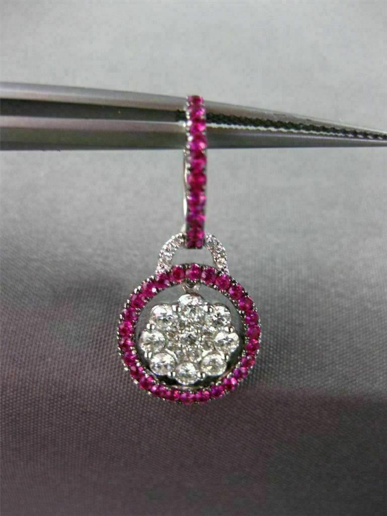 ANTIQUE 1.53CT PINK SAPPHIRE & DIAMOND 18KT WHITE GOLD FLOWER HANGING EARRINGS
