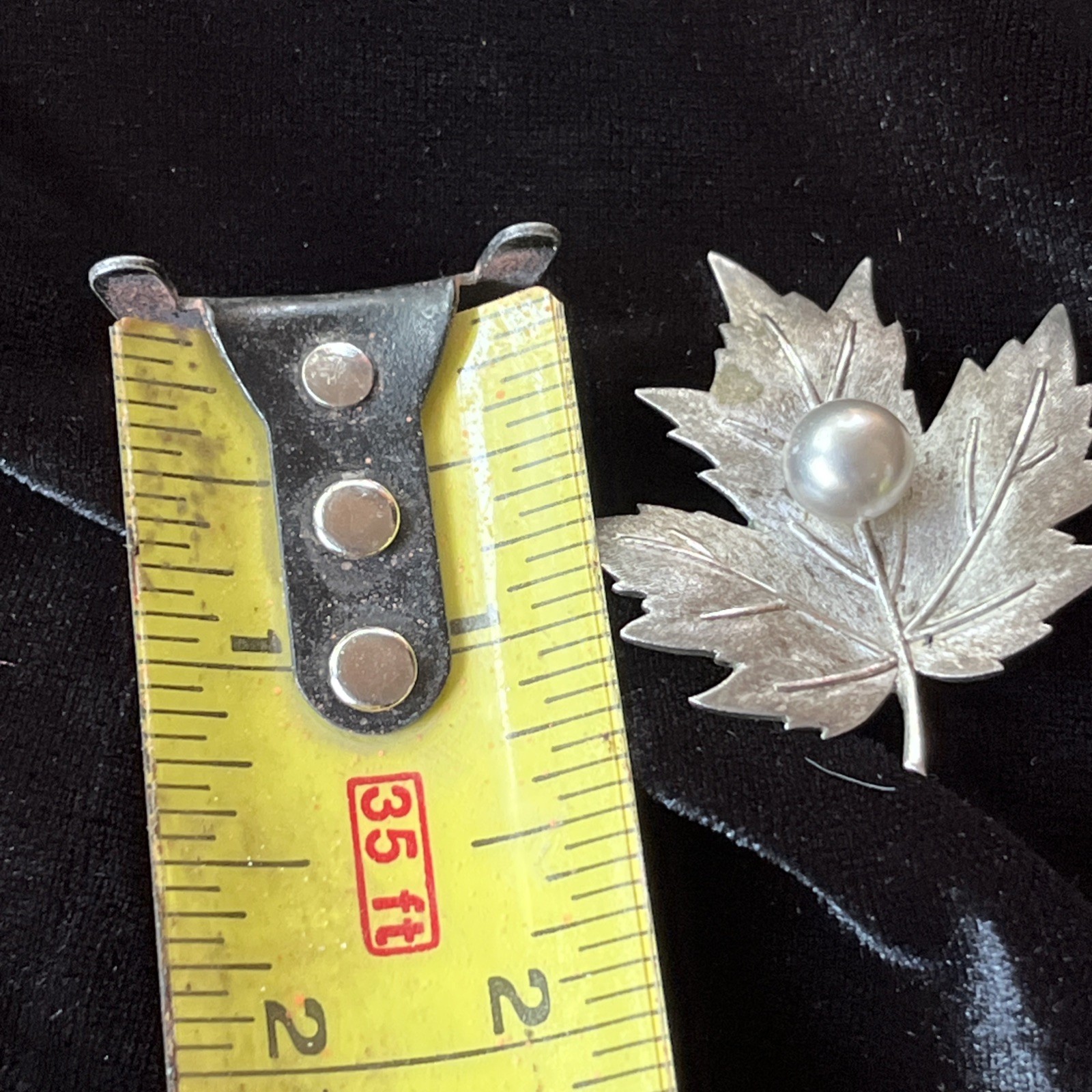 Mikimoto Sterling Silver Leaf And Pearl Brooch