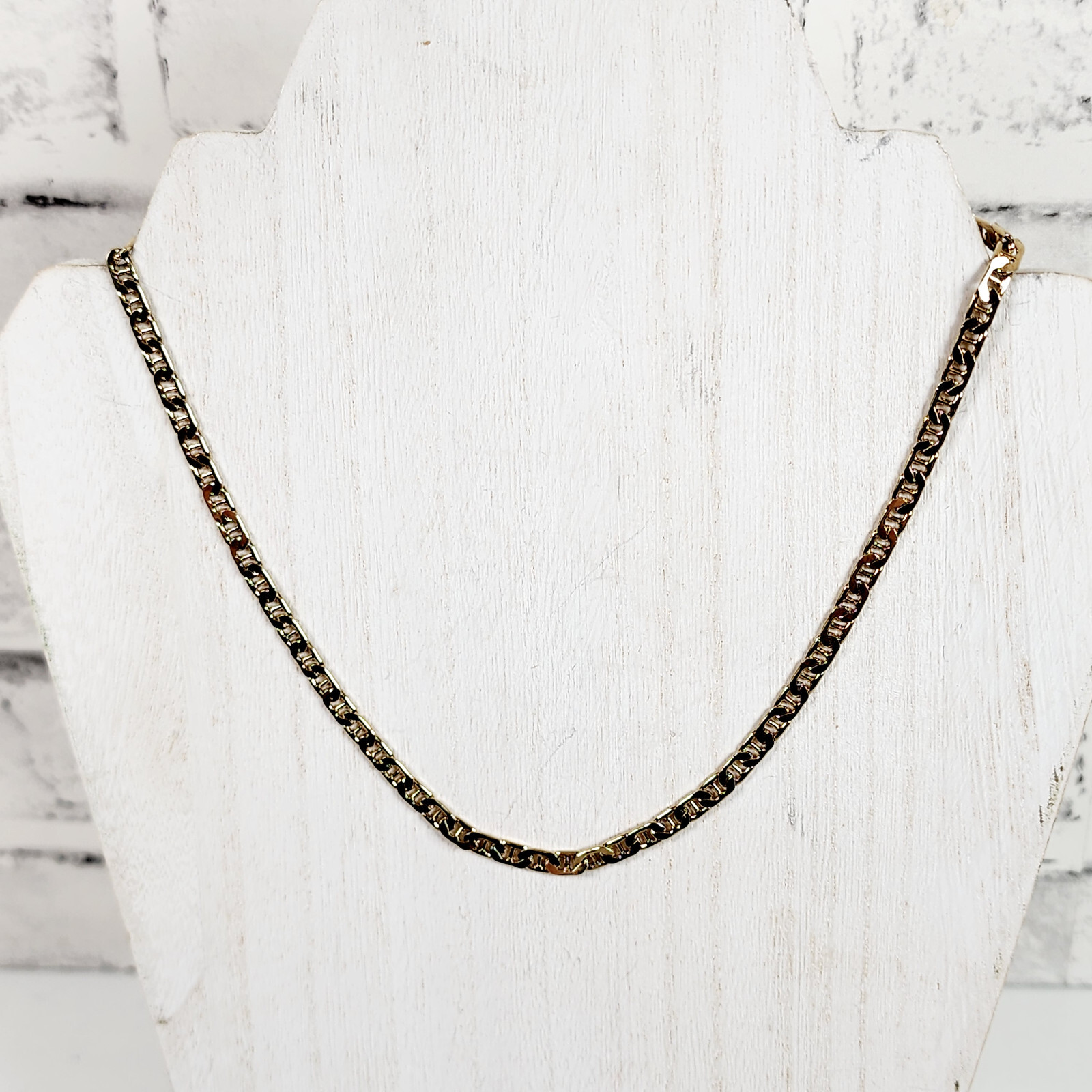 ANCHOR MARINER STERLING SILVER 925 CHAIN LINK NECKLACE 17.75″ GOLD PLATED