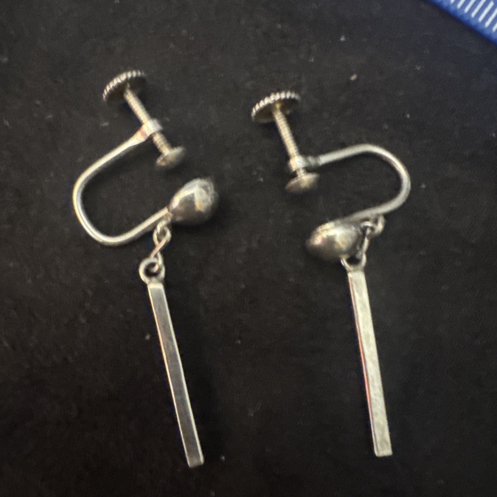 Vintage 925 Sterling Silver Dangle Ball Post Earrings 2″L