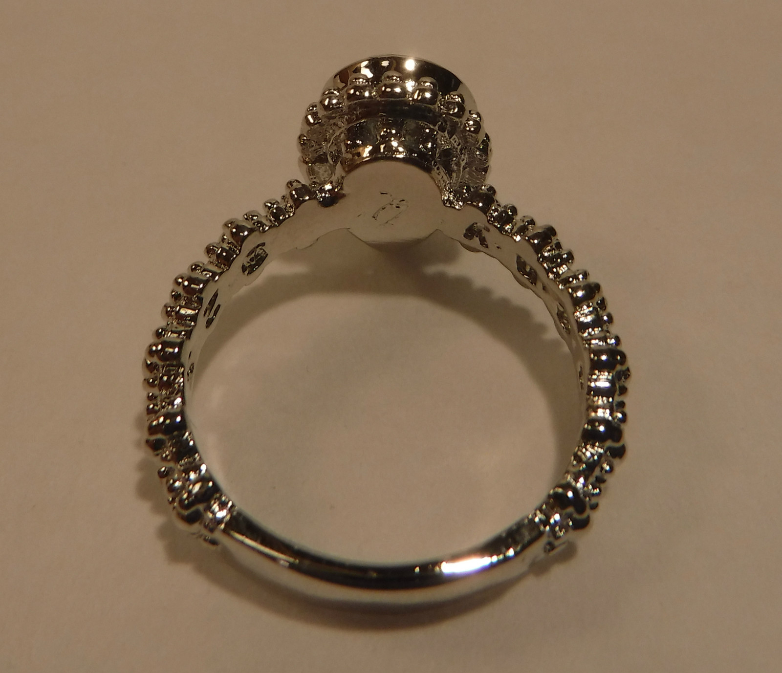 New 1.45CT Pear Cut Aquamarine (Beryl) & Platinum Over Sterling Silver 925 Ring