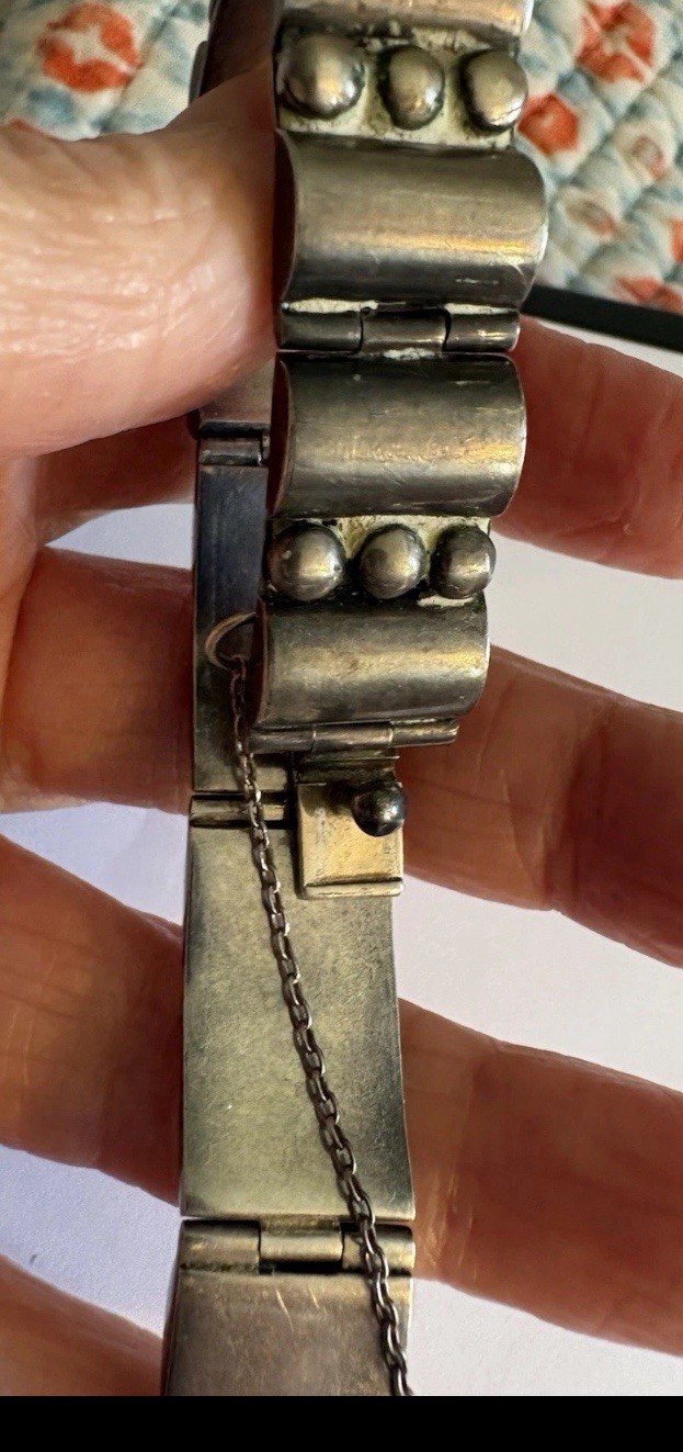 Vintage Higher Quality Taxco Bracelet W/Safety Chain ((Amazing Patina)) 7.25”
