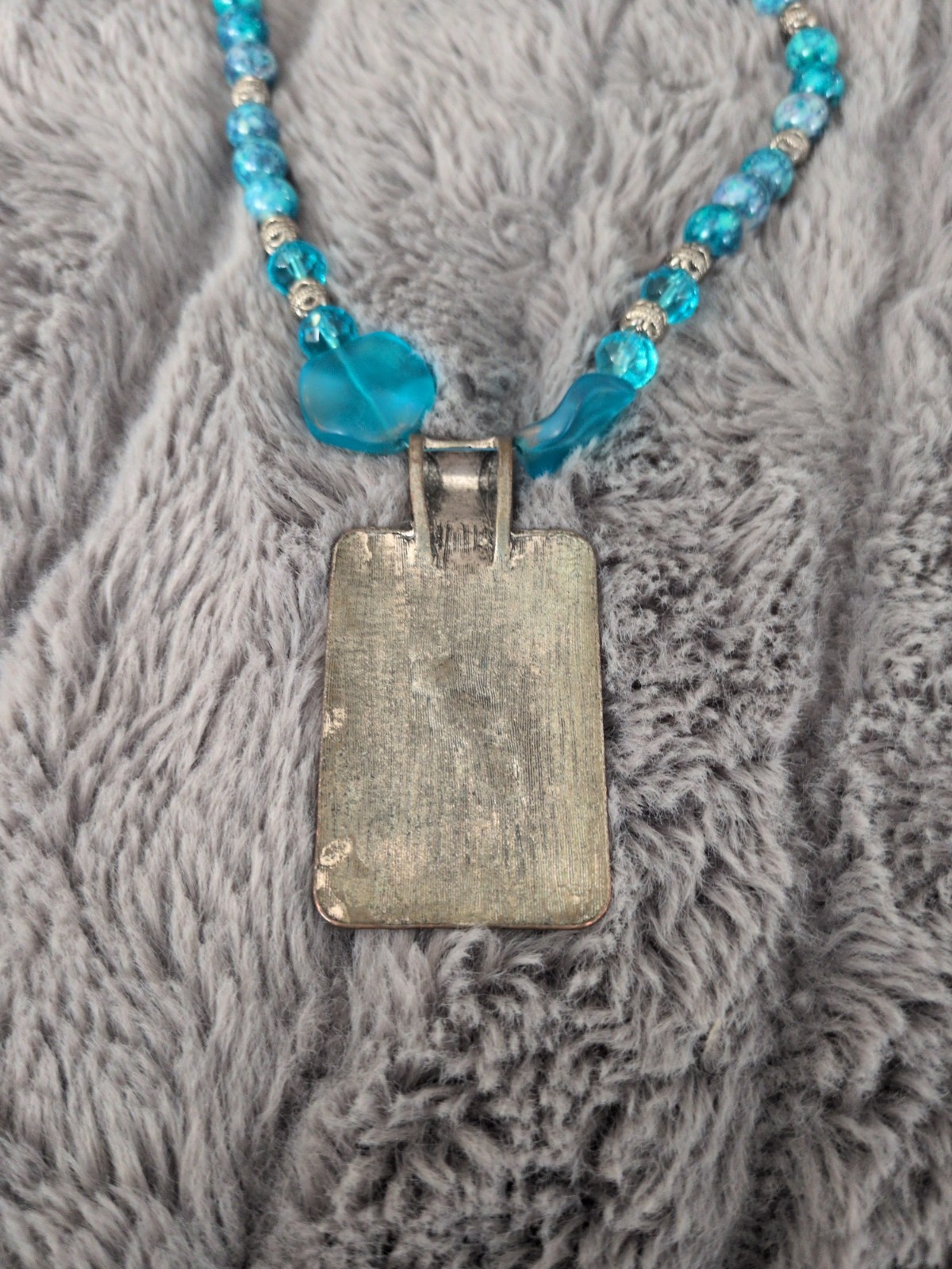 Blue beaded necklace, Unique Pendant (Vintage)