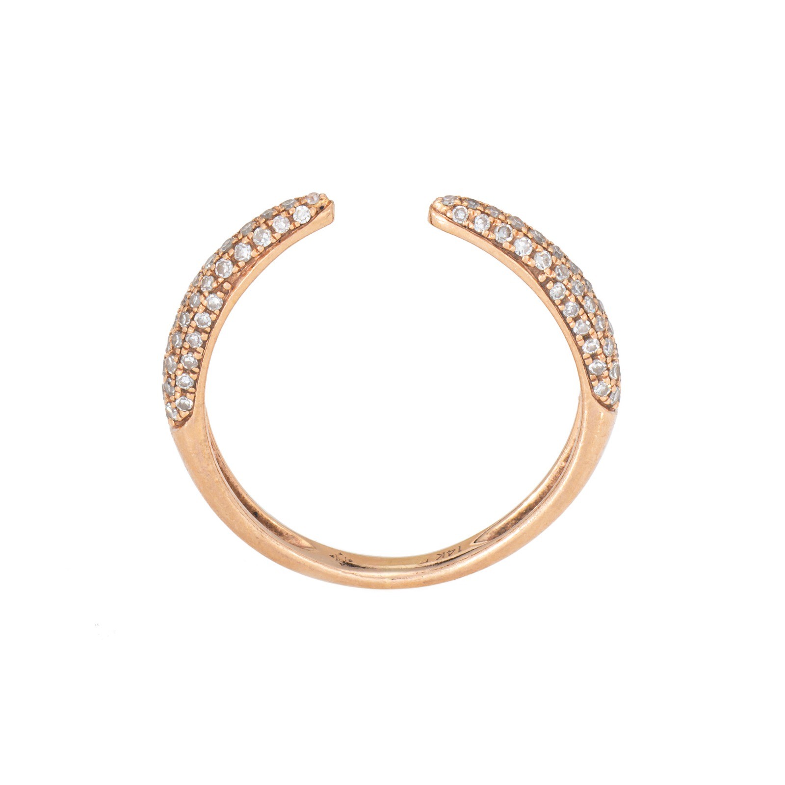 Diamond Claw Ring Sz 5.75 Open Pave Band 14k Rose Gold Estate Fine Jewelry
