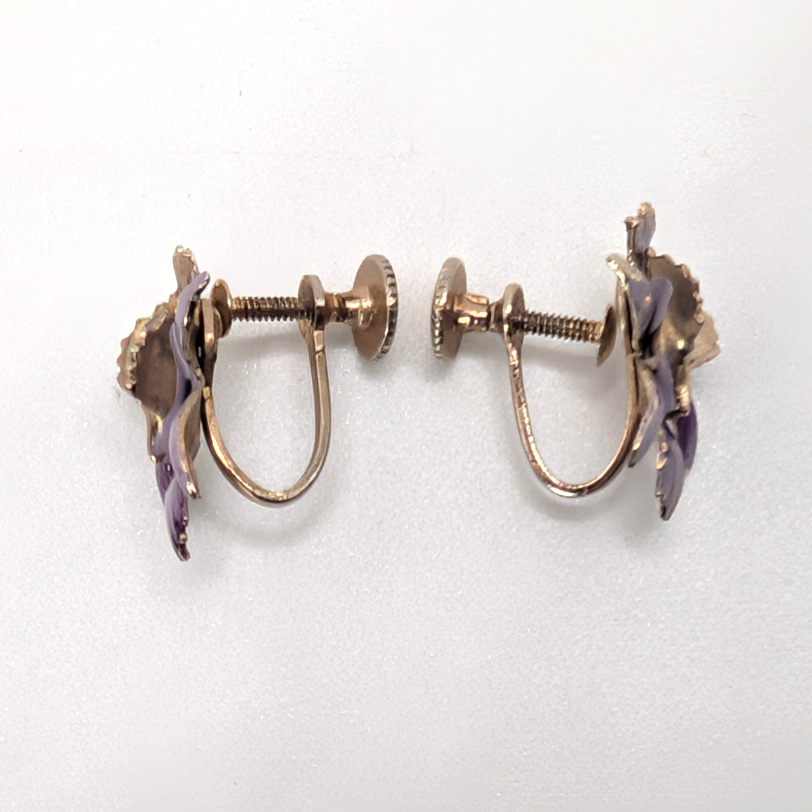 Vintage Orchid with Purple Stone Screwback Earrings – Free Shipping