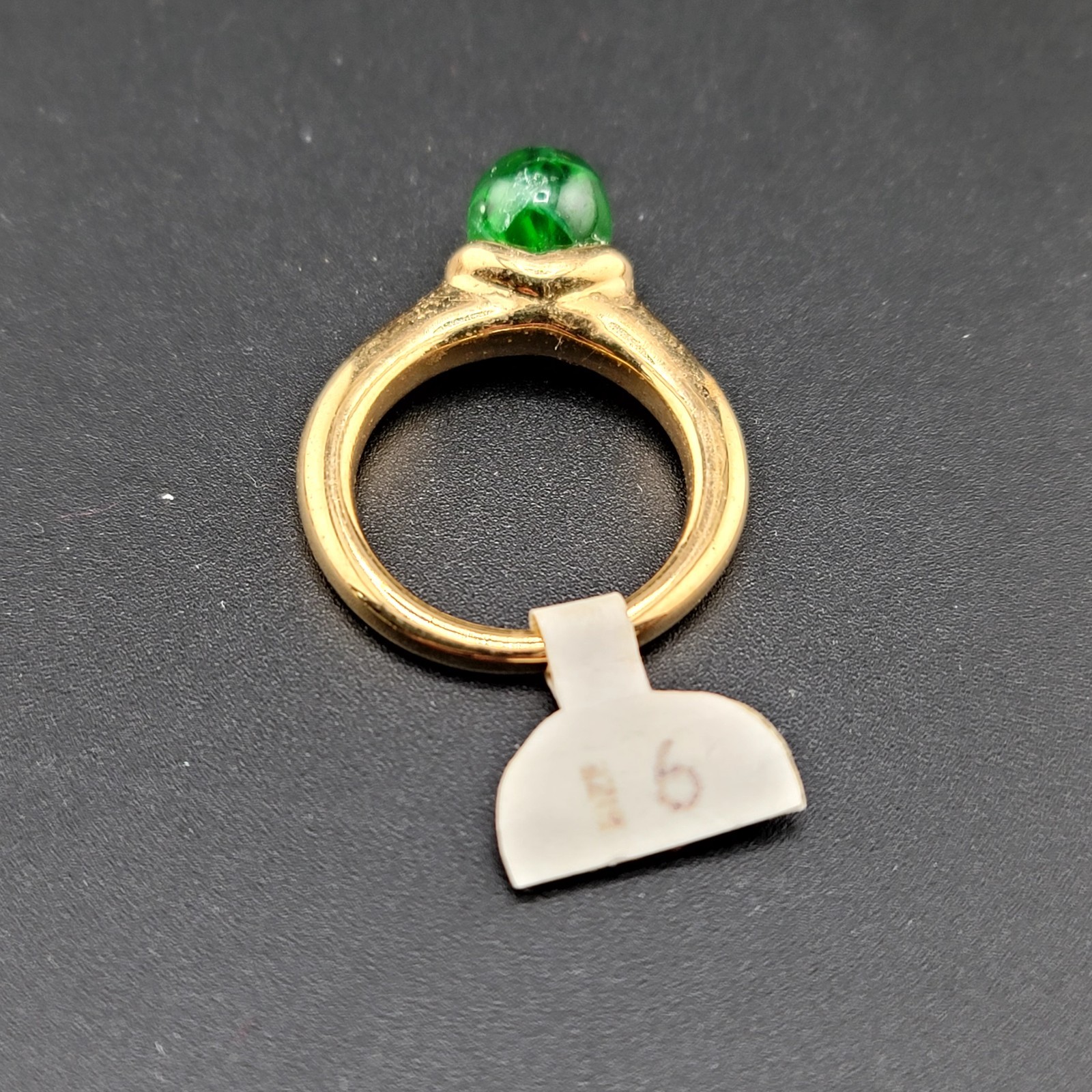 Vtg Sz 6 Ring Green Glass Bead Mogul Jewelry Unsigned ESPO Joseph Esposito