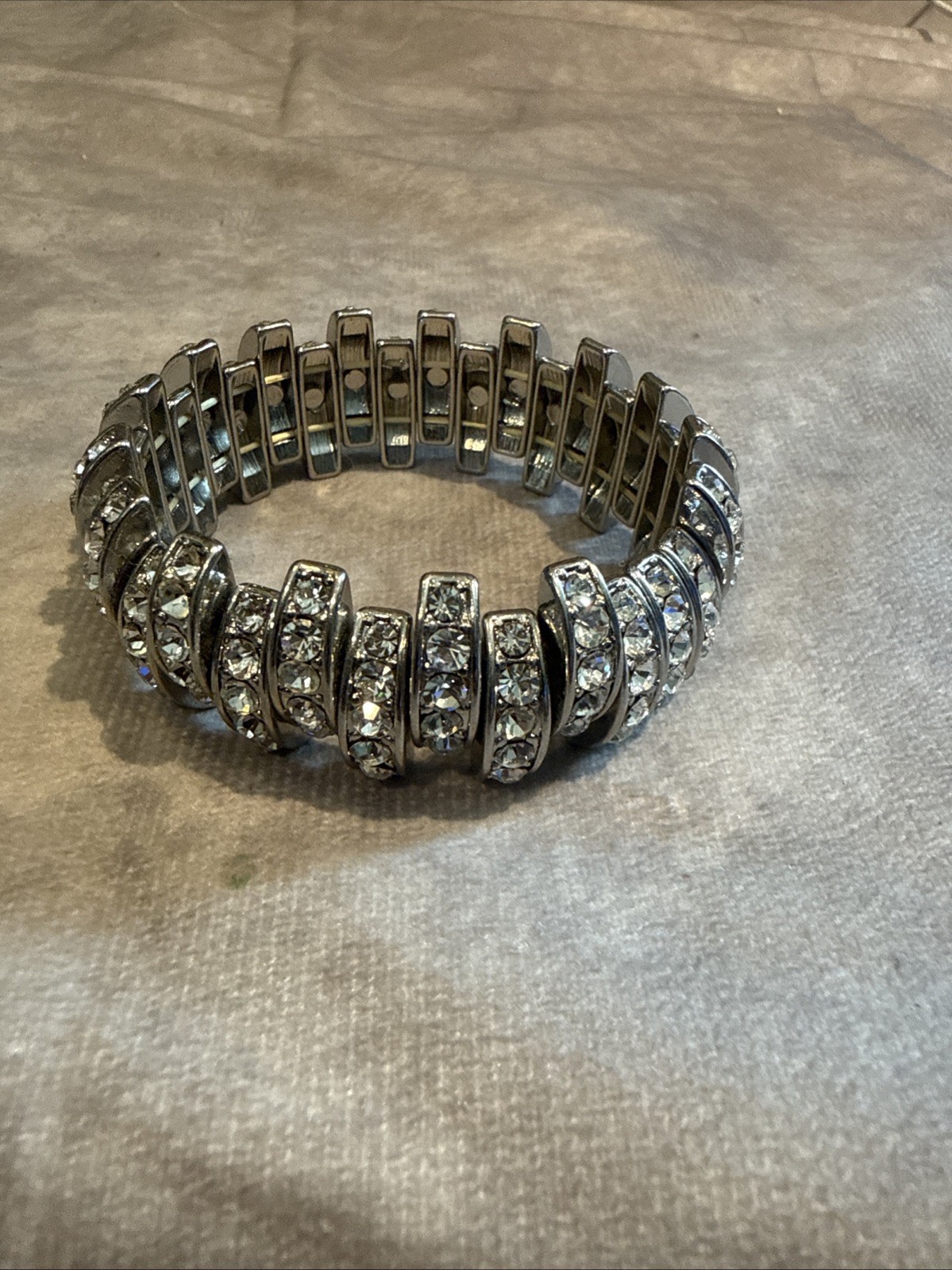 Vintage Tension Set Rhinestone Expanding Unique Bracelet