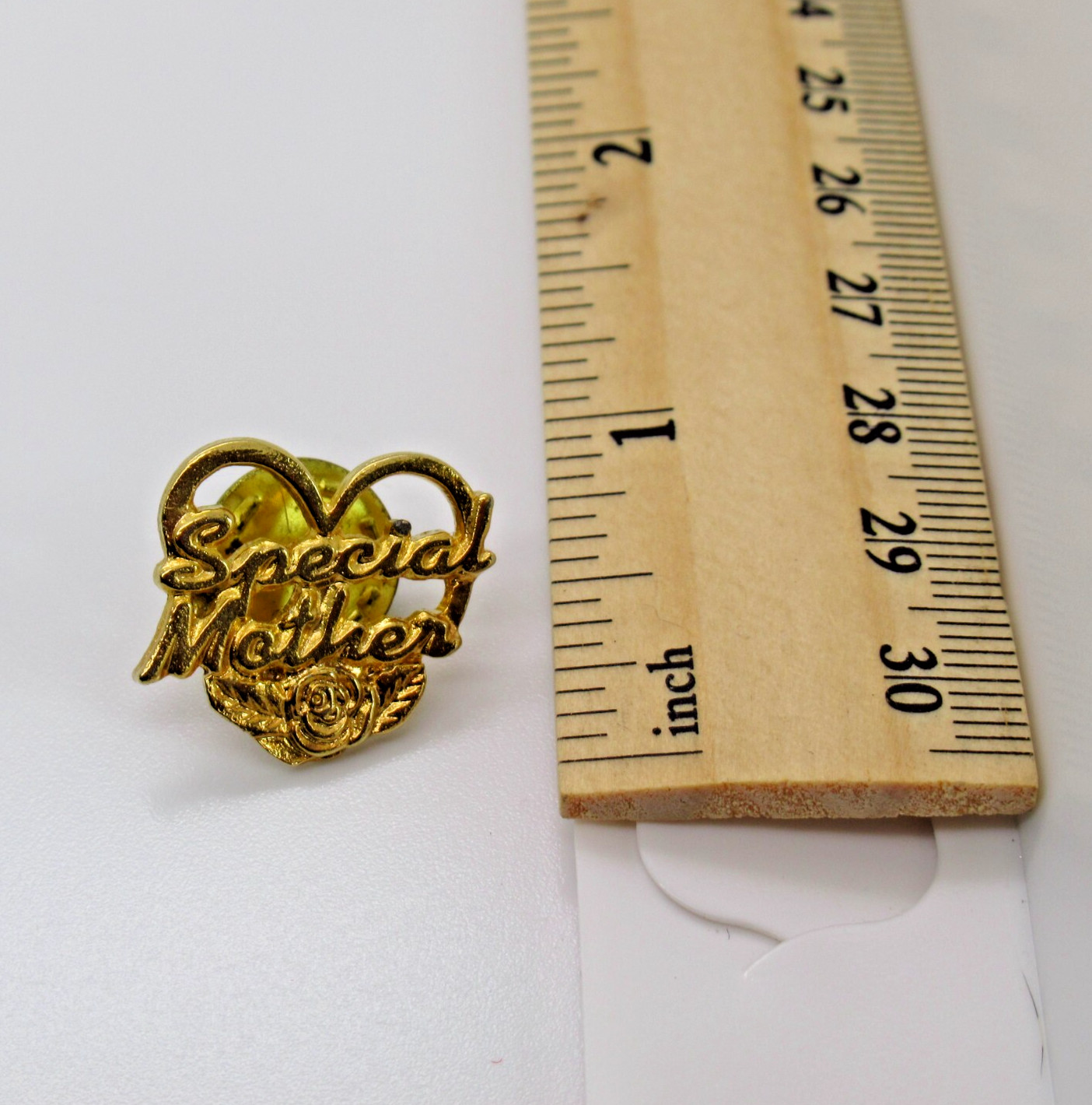 Special Mother Pin Gold Tone Heart Rose Design Vintage Lapel Pin Wear from Age