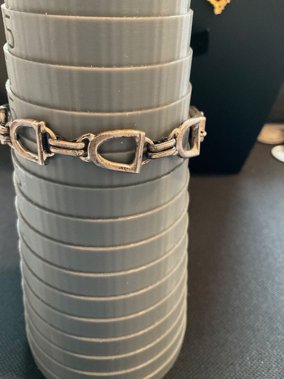 Vintage Signed ATI Mexico Sterling Silver Horse Stirrup Link Bracelet 7”