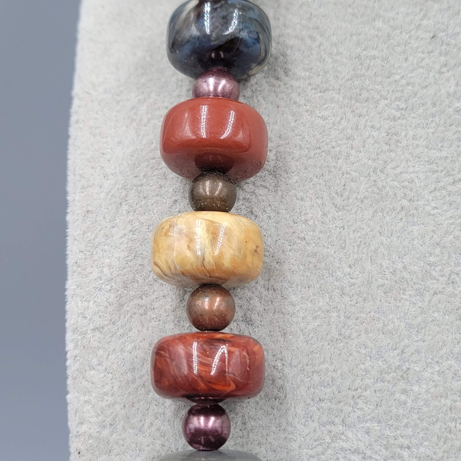 Vintage Fall Colors Acrylic Bead Necklace Estate Costume Jewelry 30″