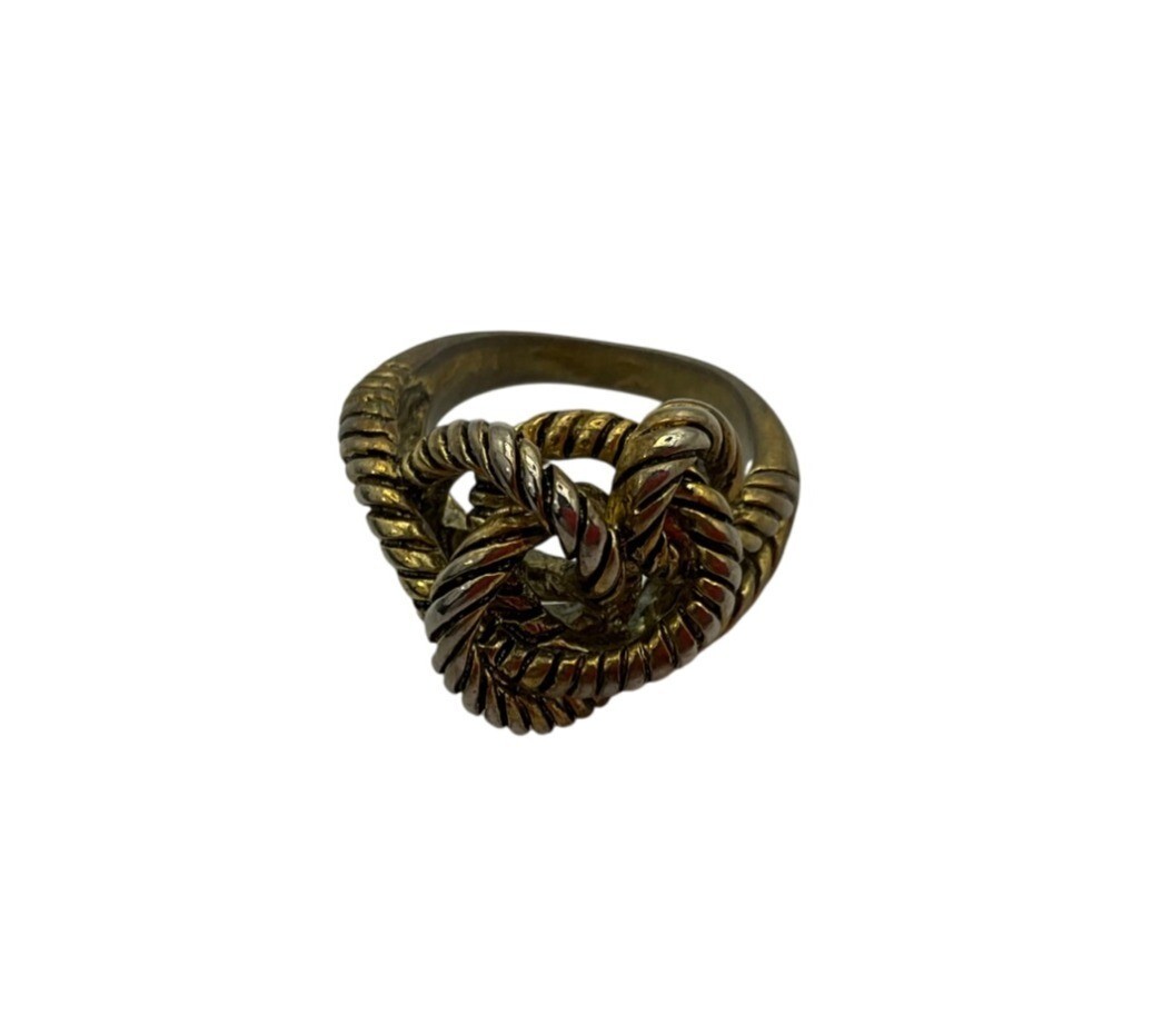 Vintage Knotted Rope Nautical Coastal Ring Antique Gold Tone Sz 6.5