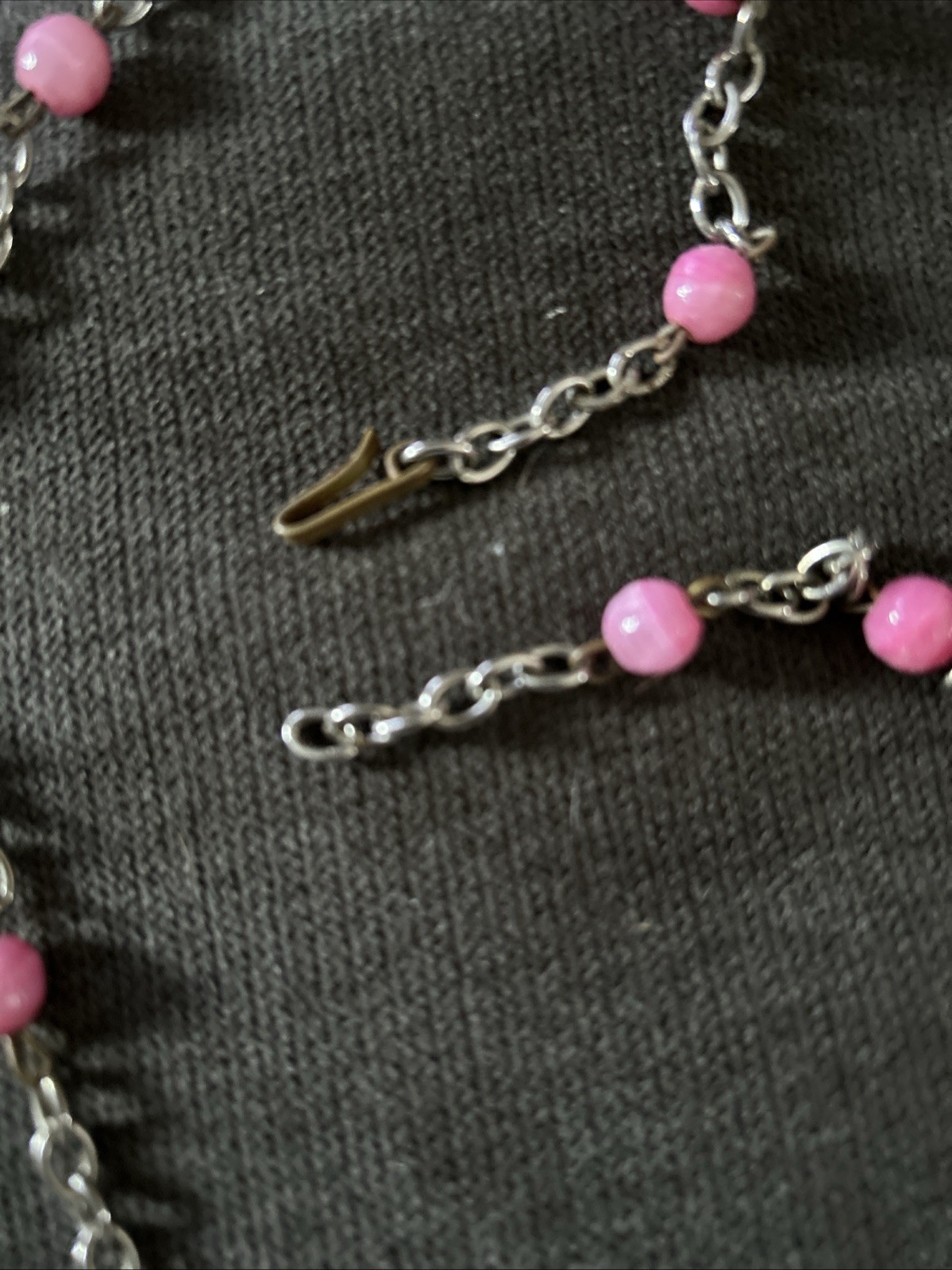 Vintage Casa Maya Mexico Necklace Copper Brass Pink Color Beads —