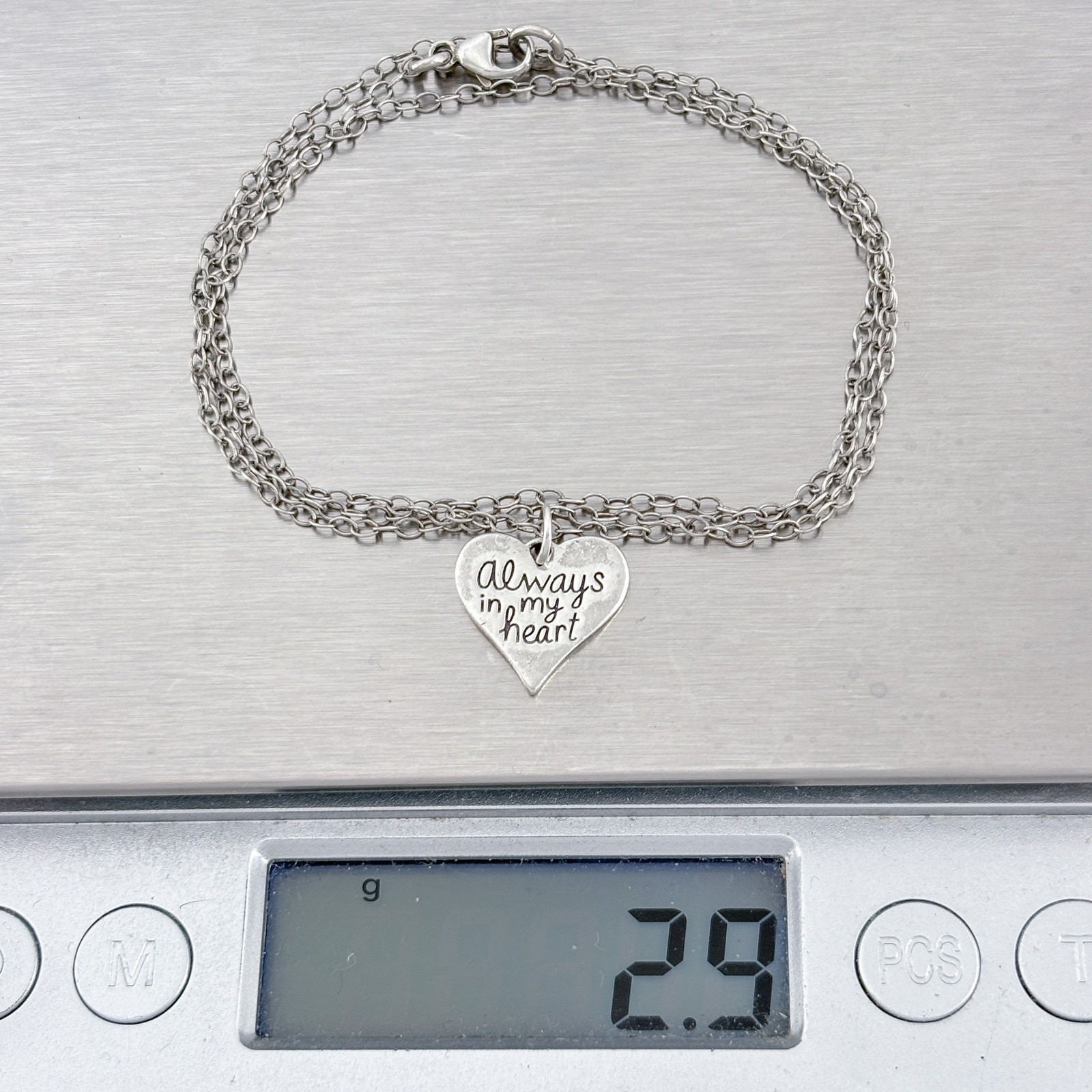Vintage Sterling Silver 925 Always In My Heart Pendant Necklace 20″