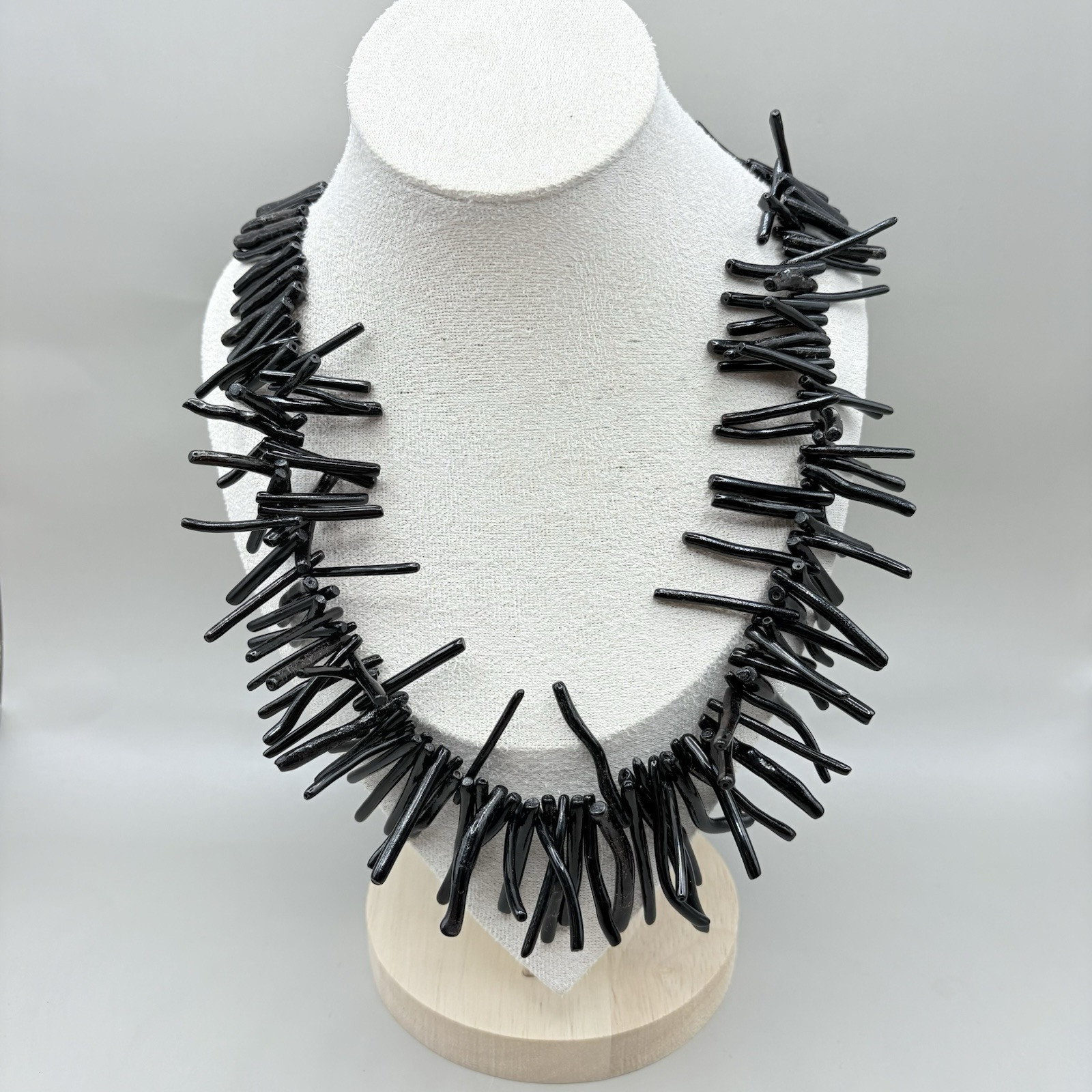 Vintage Black Branch Coral Necklace Natural Organic Statement Jewelry