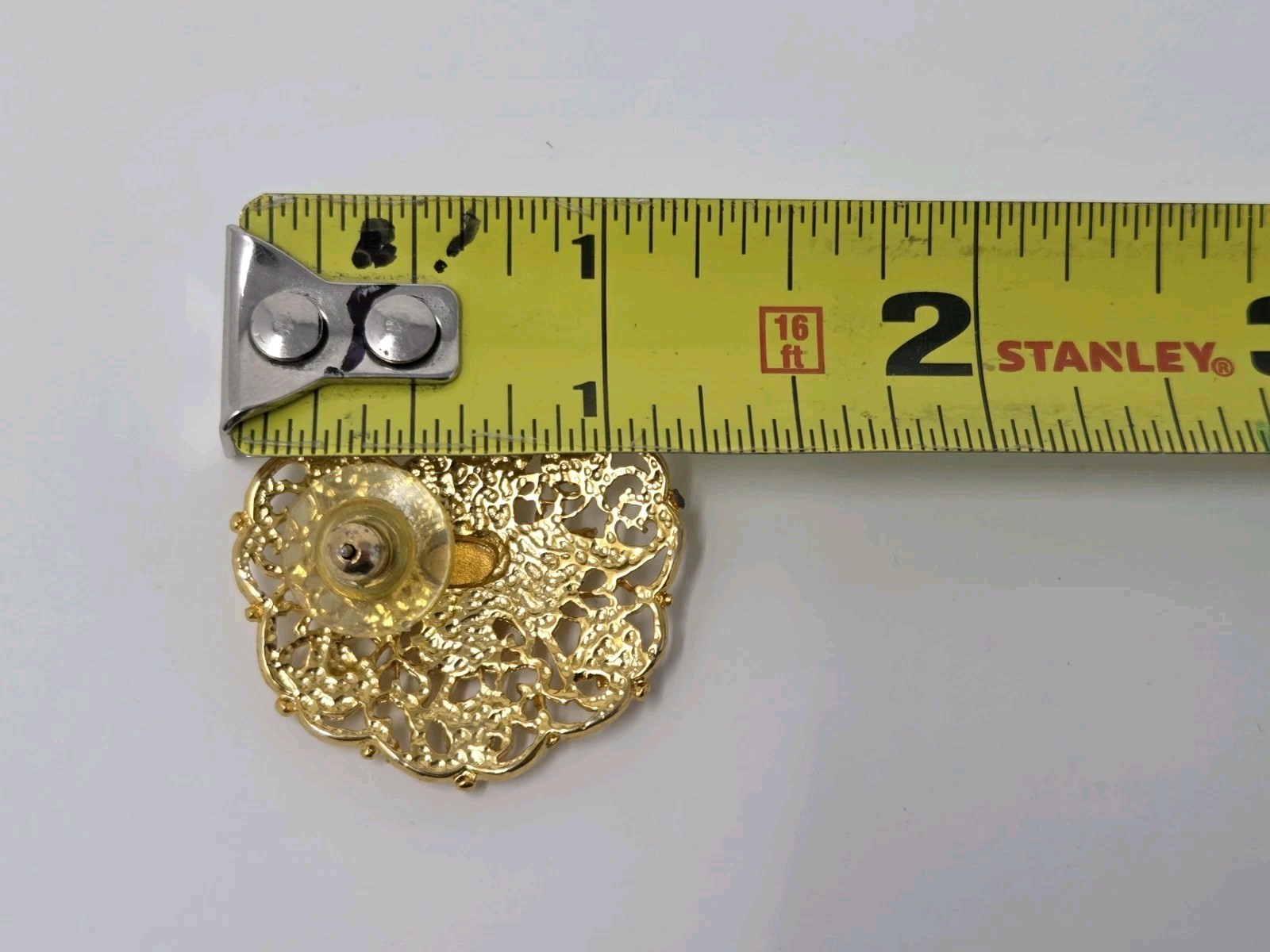 Gold Tone Filigree Earrings w/ Red Cabochons & Purple Pink Rhinestones Vintage