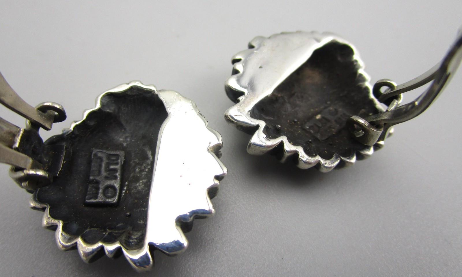 UNIQUE DIAN MALOUF STERLING SILVER 14K IGUANA LIZARD HEAD CLIP ON EARRINGS 24G