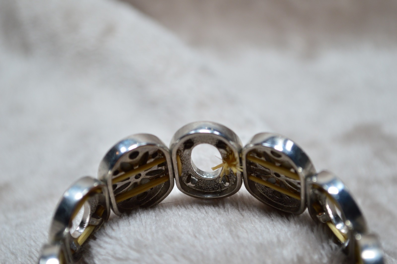 Vintage Inlaid Abalone Shell Stretch Bracelet Boho Chic Earthy Coastal MCM