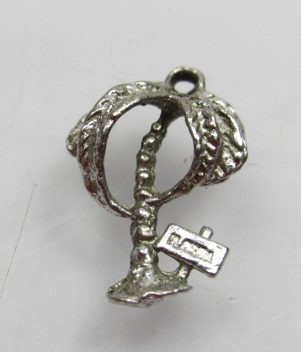 Vintage Sterling Silver Charm for Bracelet Florida Palm Tree