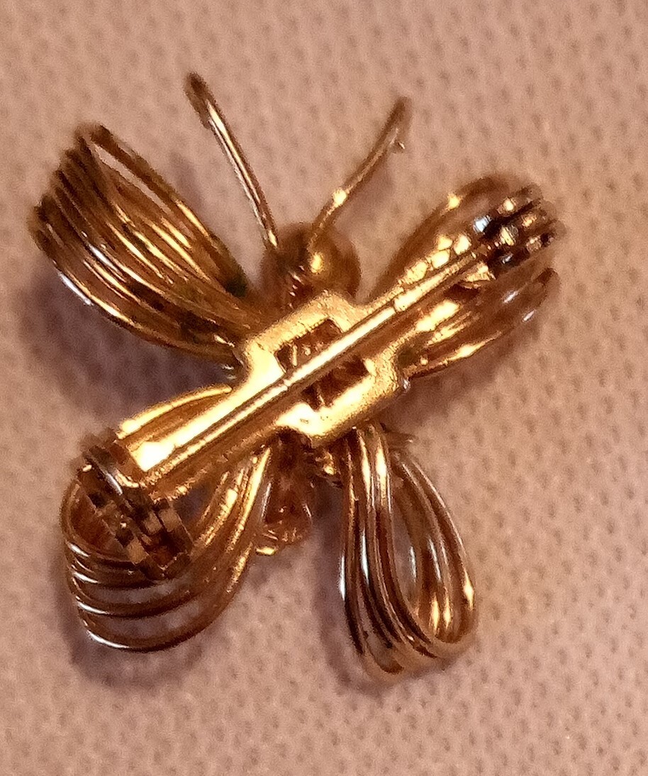 Pin Brooch Insect Gold Plated About 1 Inch Women’s Vintage Free Shipping
