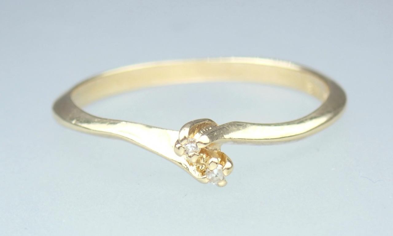 Dainty Vintage Estate Solid 14K Gold SAMUEL AARON Diamond Toi Et Moi Ring NY 6.5