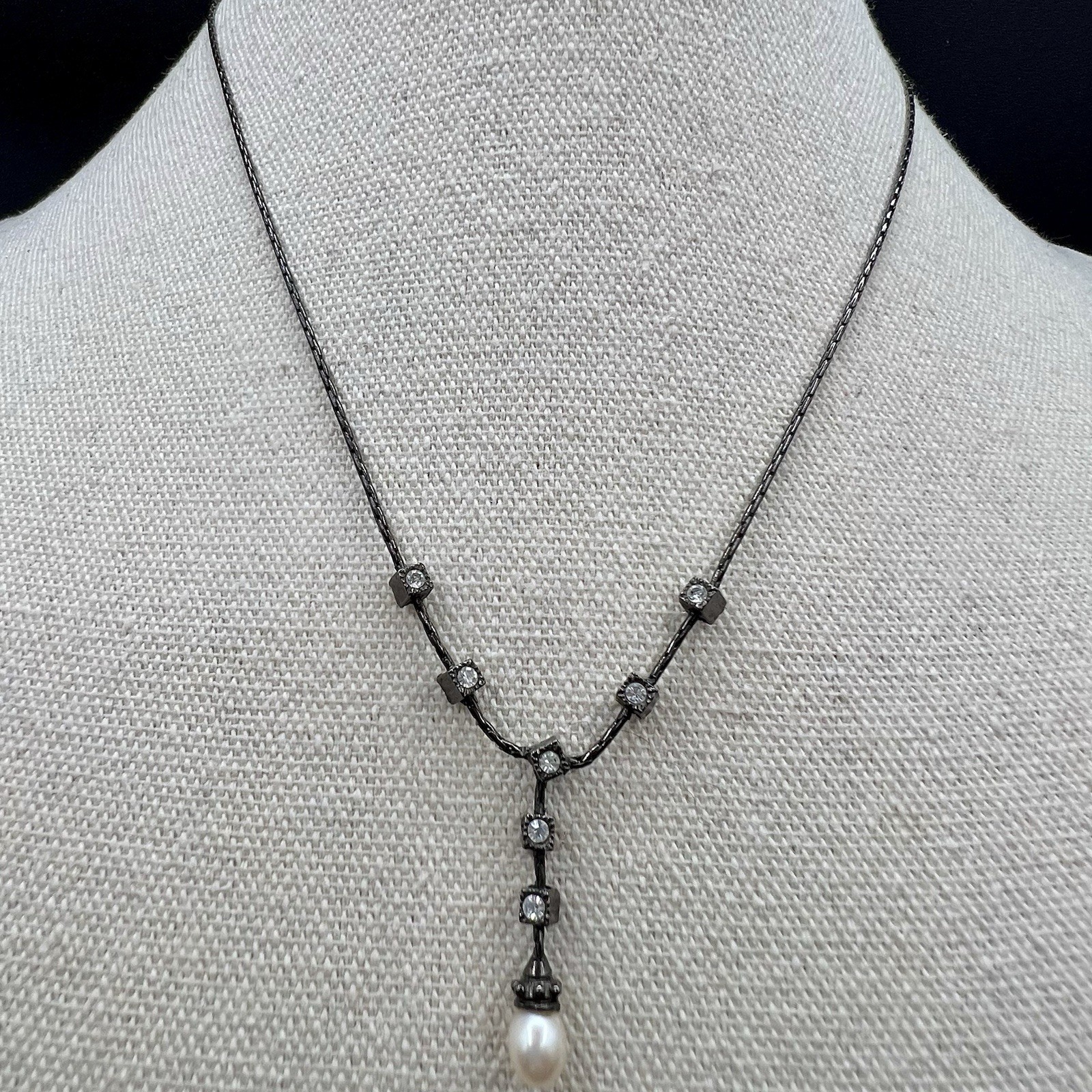 Victorian Revival Necklace Lot 3 Ribbon Pendant Cameo Floral Crystal Pearl 1928