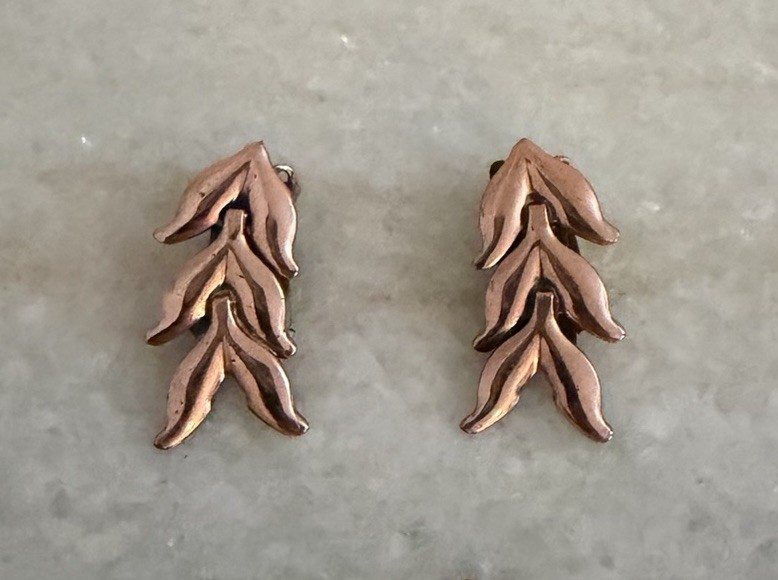 Vintage MCM Renoir Copper Bracelet Clip On Earring Set All Signed