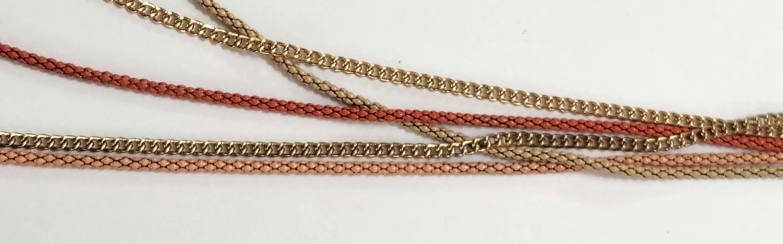 Vtg 5 Layer Chain Necklace Goldtone Peach Orange Business Casual Fashion Retro
