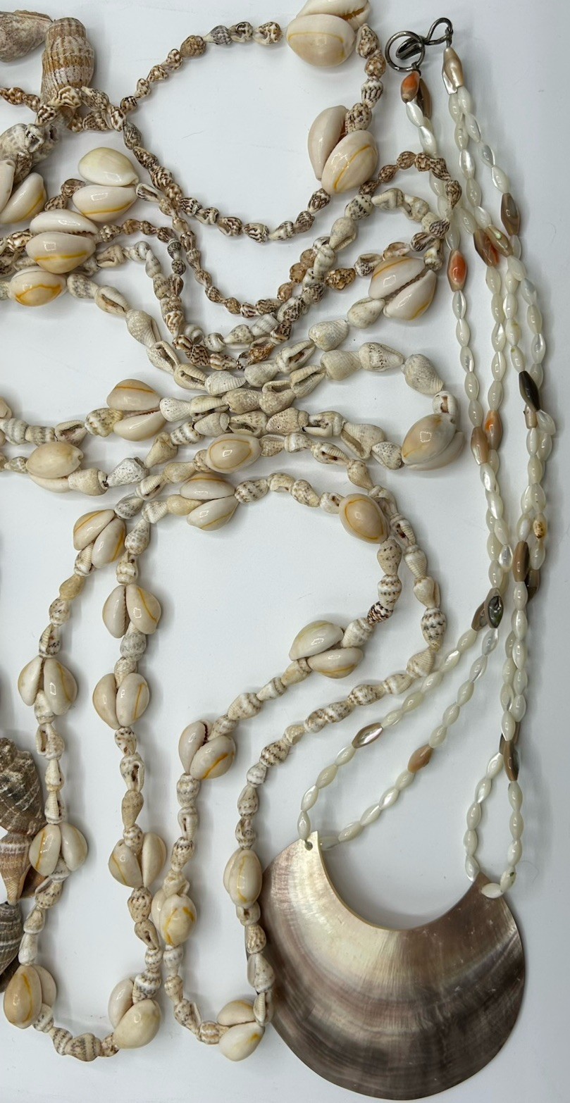 Vintage Long Necklaces Cowrie Shell Lot of 5 Natural Sea Shell Boho Beach 34”