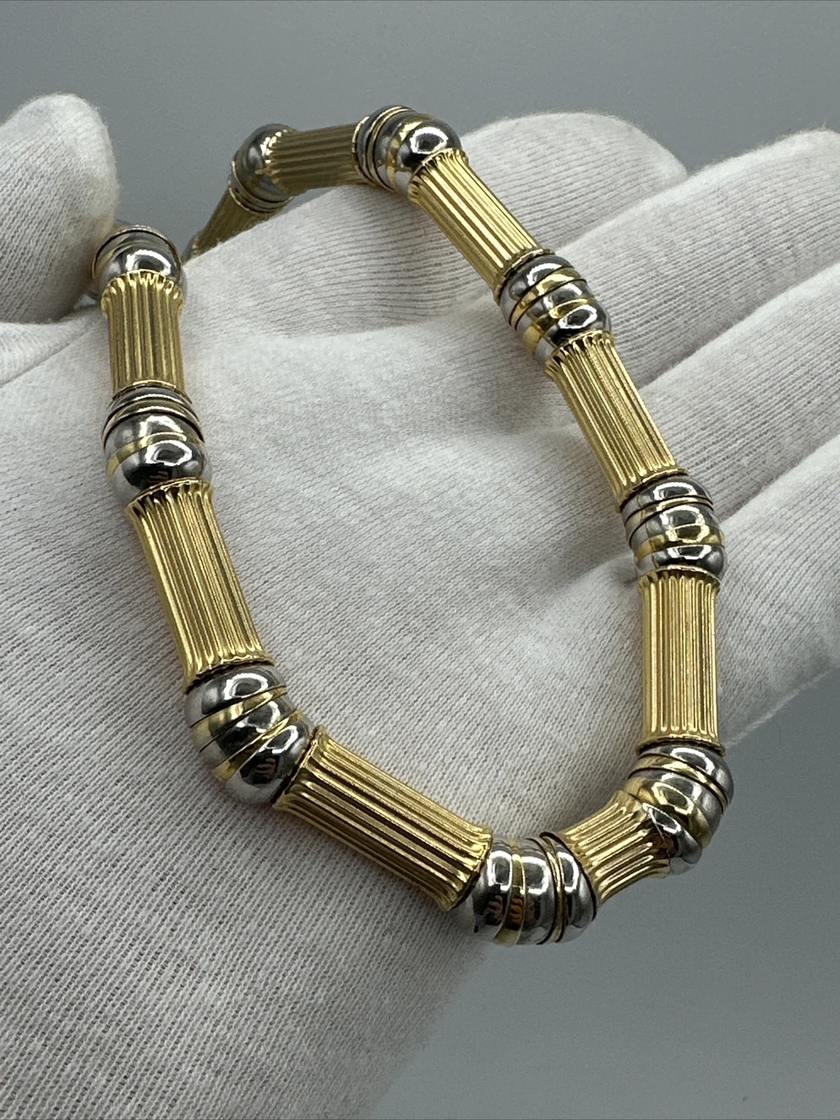 Vintage Gay Boyer Choker Necklace Gold And Silver Beaded #376