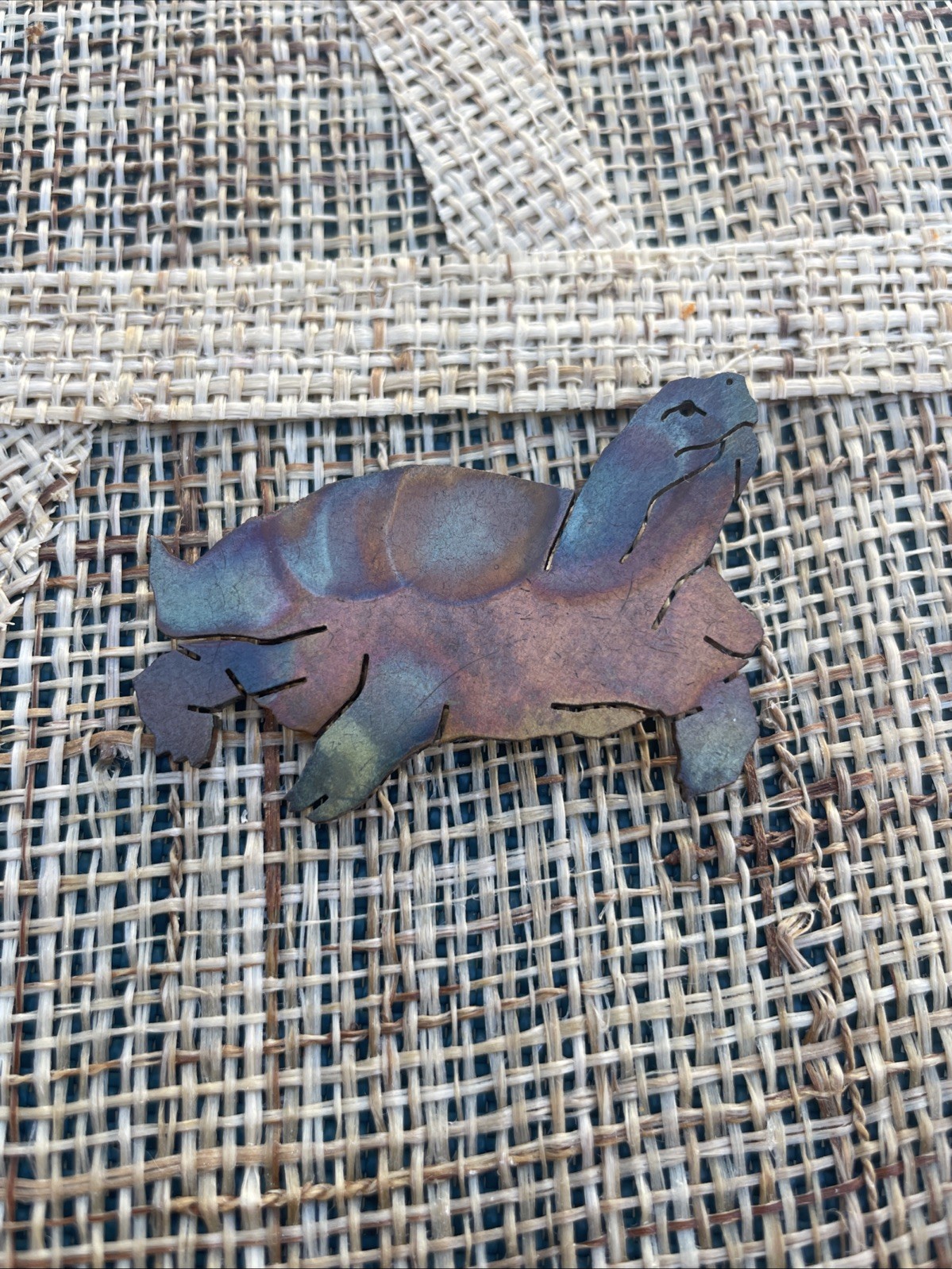 Vintage Copper Turtle Jewelry Brooch 2” 3/8 Long With Patina