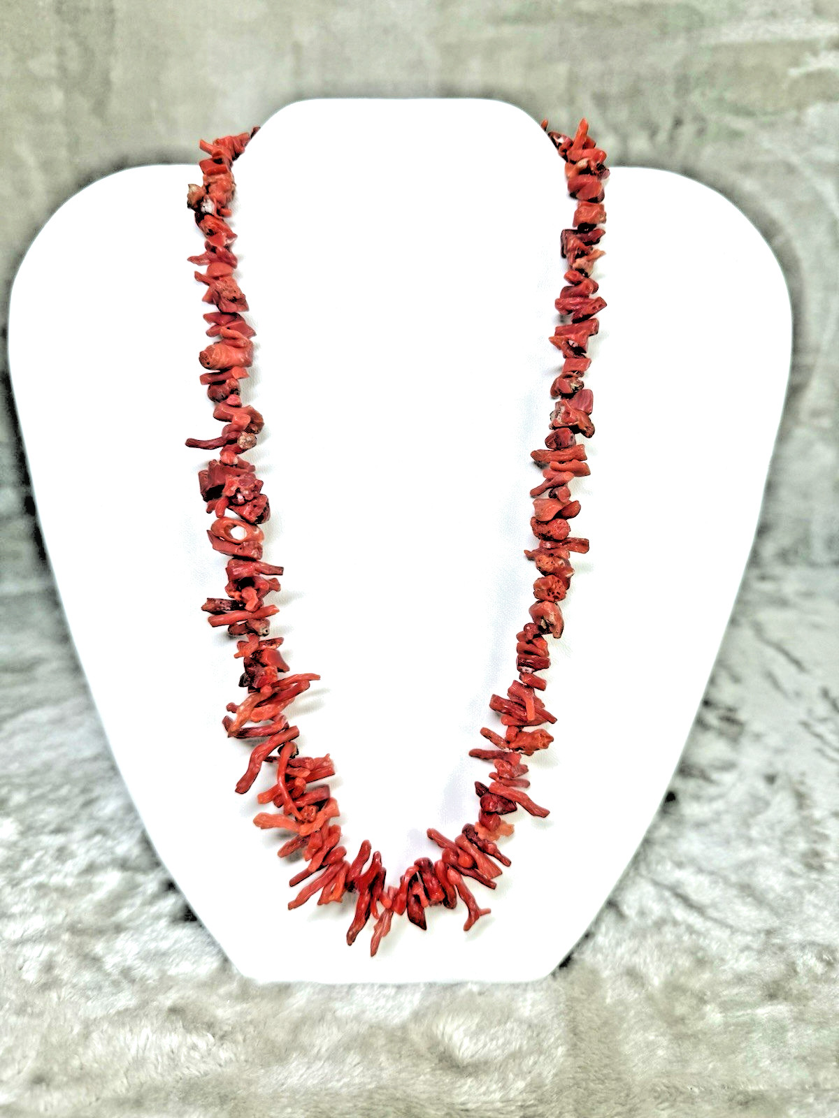 Vintage Salmon Red Branch Coral 19 ” Graduated Statement Necklace VERY NICE