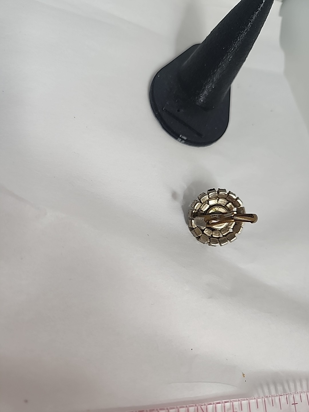 Vintage Topaz Clear Aurora Borelis Rhinestone Cocktail Adjustable Ring