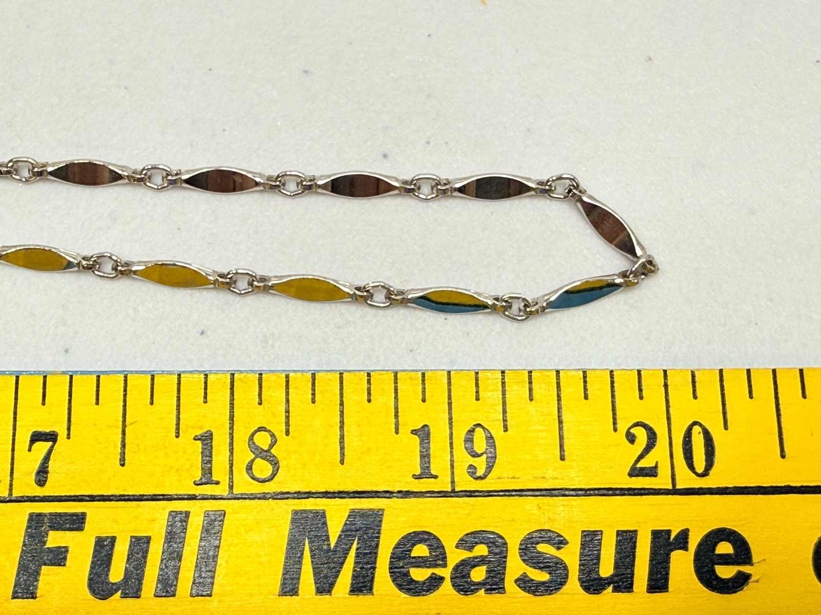 Vintage Necklace Silver Tone Dimpled Link Necklace Long 40 in chain Boho 1970s