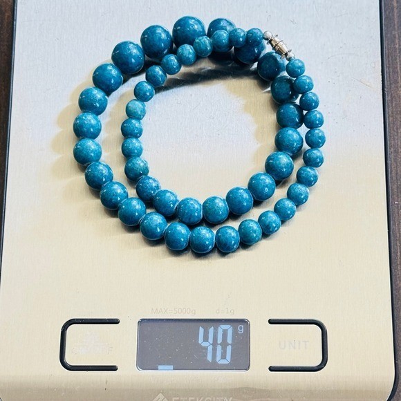 VTG Blue Sponge Coral Necklace BOHO Graduated Genuine Real Round Beads 40g 18″