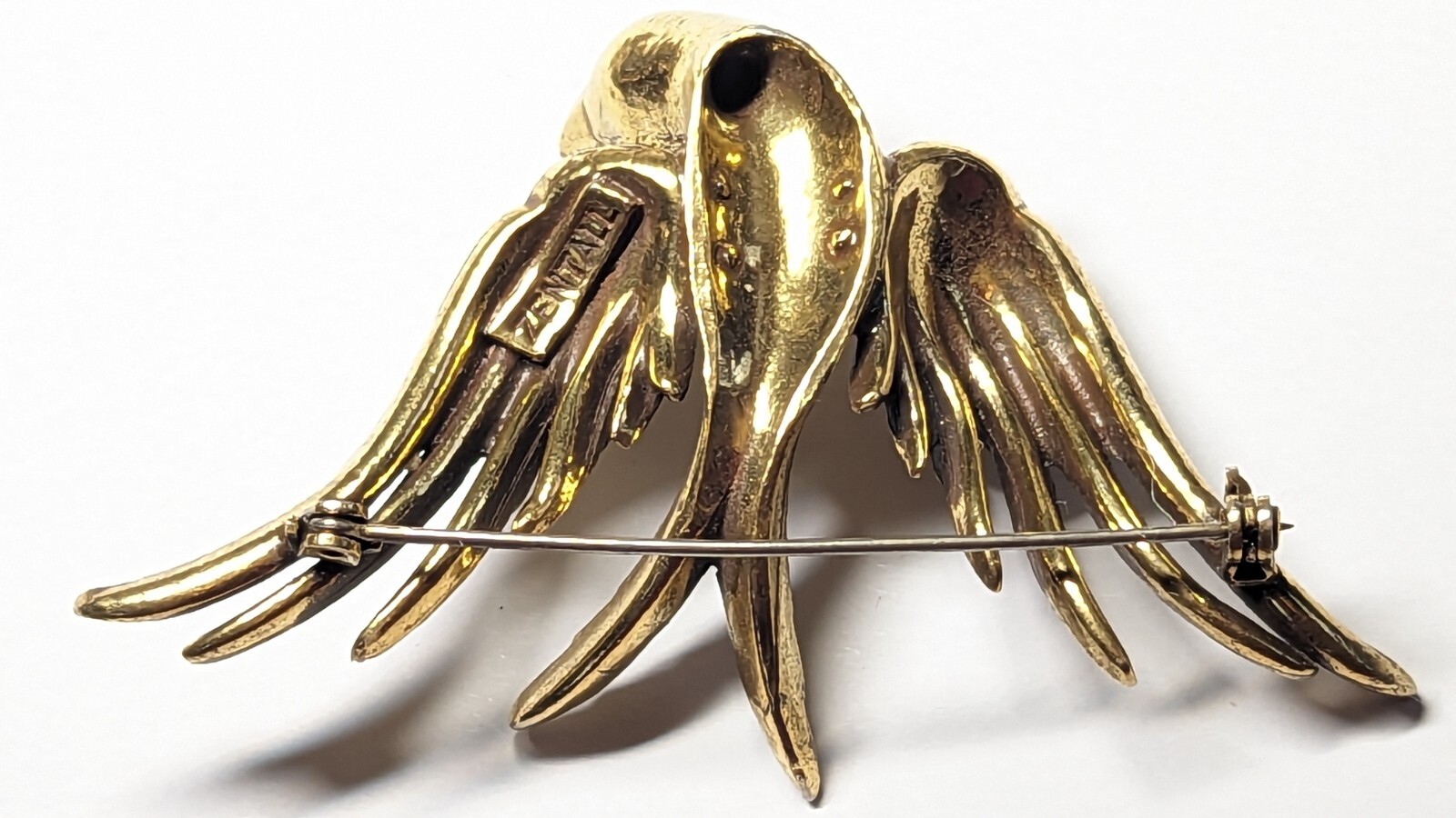 VINTAGE ZENTALL EAGLE BROOCH PIN SIGNED GOLD TONED