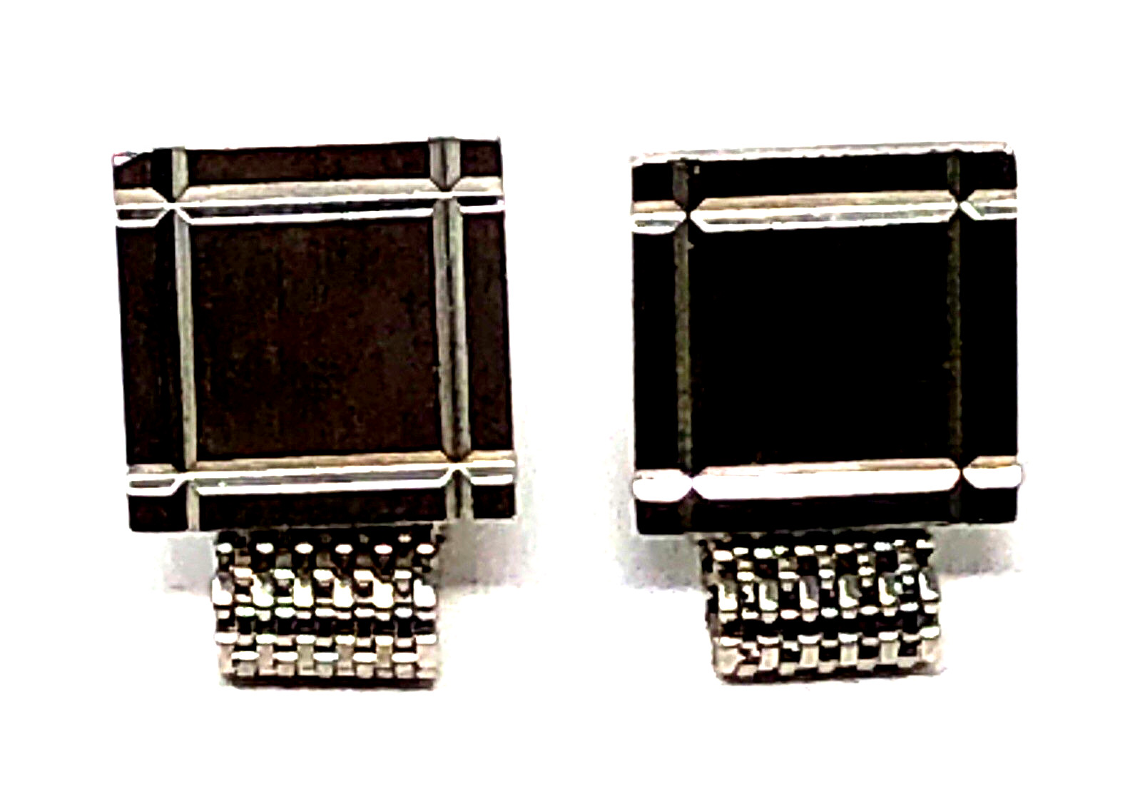 Hadley Cufflinks Wrap Around Silver Tone Mesh – Vintage