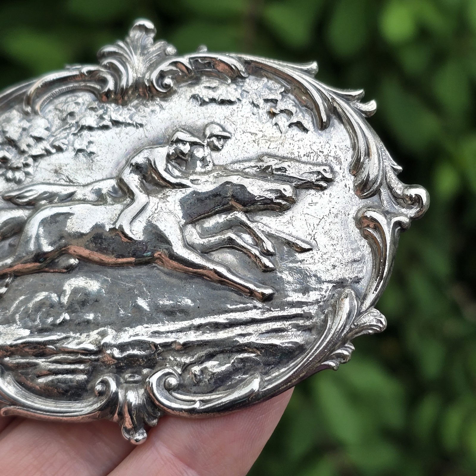 Large Statement Piece Vintage Silver Brooch Horse Derby Race Equestrian Kentucky