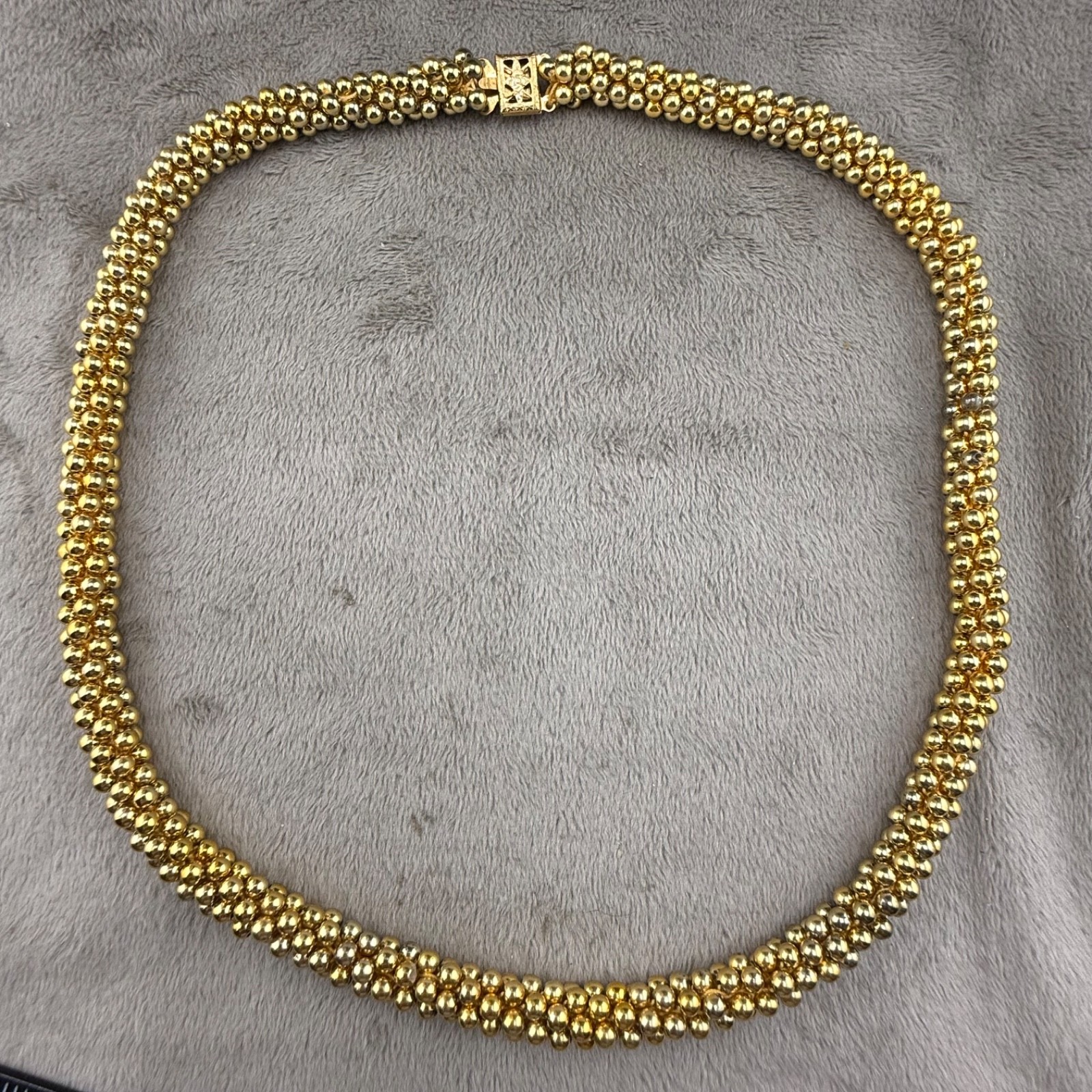 Vintage Popcorn Beaded Necklace Rope Gold Tone