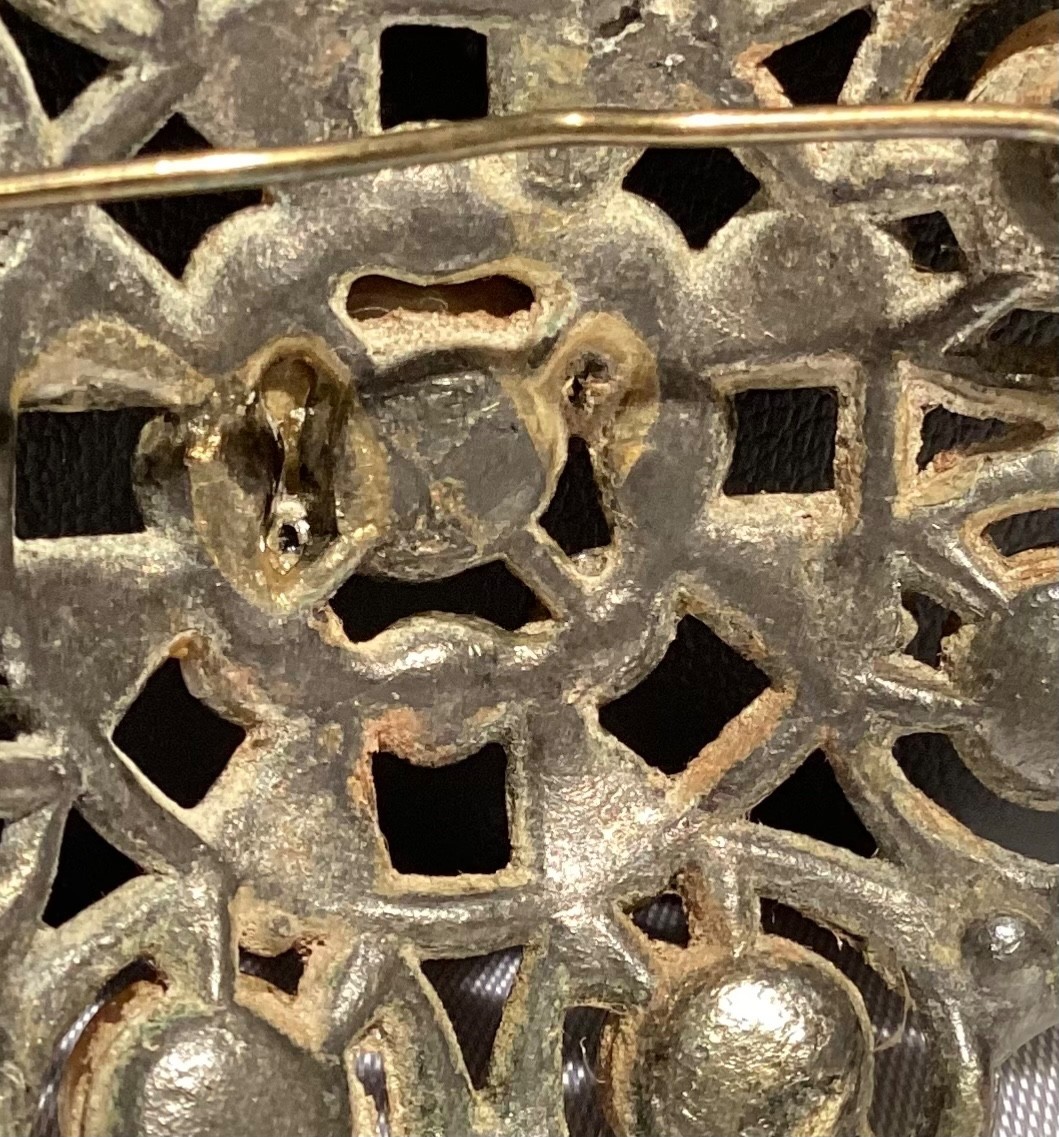 VTG Brooch Pin Signed NE New England Glass Works Pearl Filigree