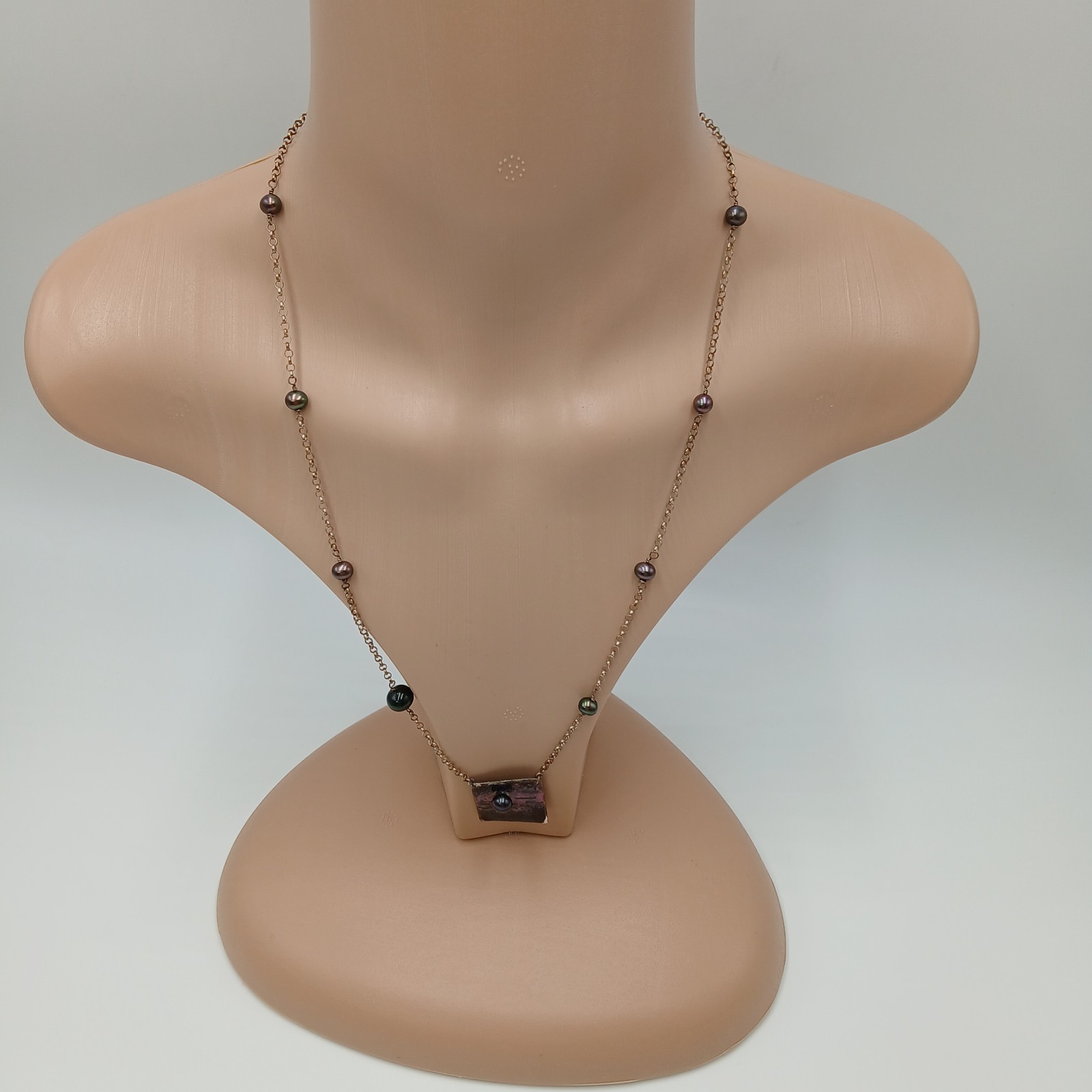 925 Station Peacock Pearl Necklace 24in Sterling Silver 12gtw Artisan Enamel