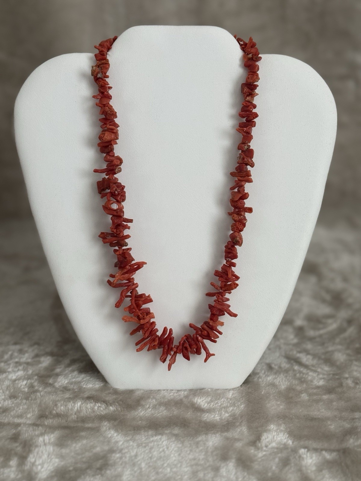 Vintage Salmon Red Branch Coral 19 ” Graduated Statement Necklace VERY NICE