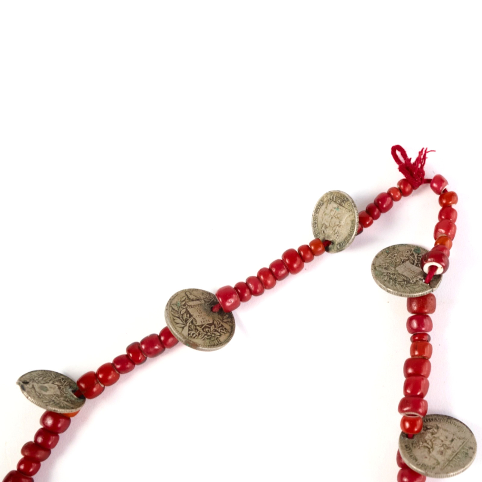 Antique Guatemalan Chachal Red Bead & Coin Necklace – Venetian Glass Handmade